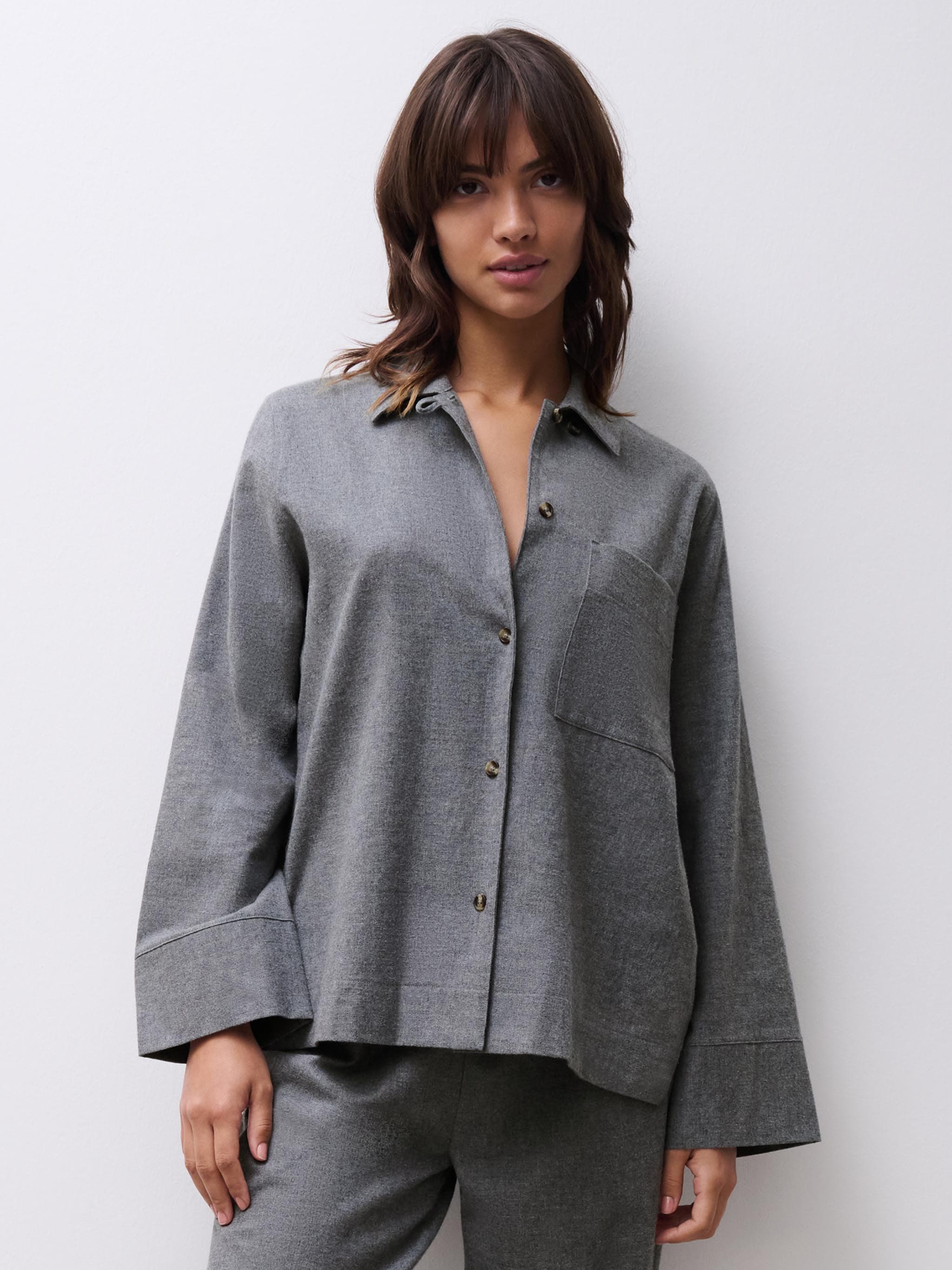 Langarmshirt - Mottled Anthracite