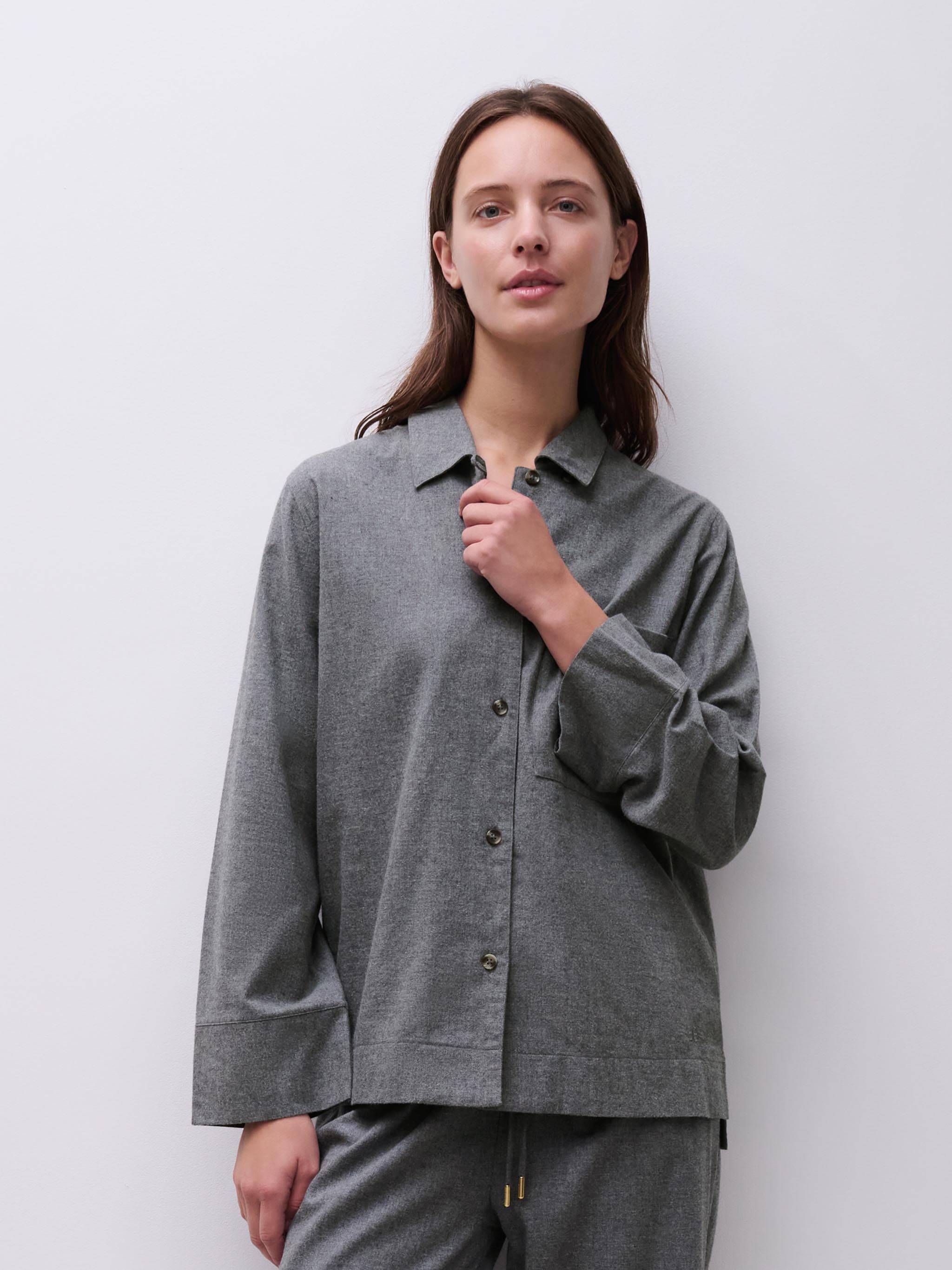 Langarmshirt - Mottled Anthracite