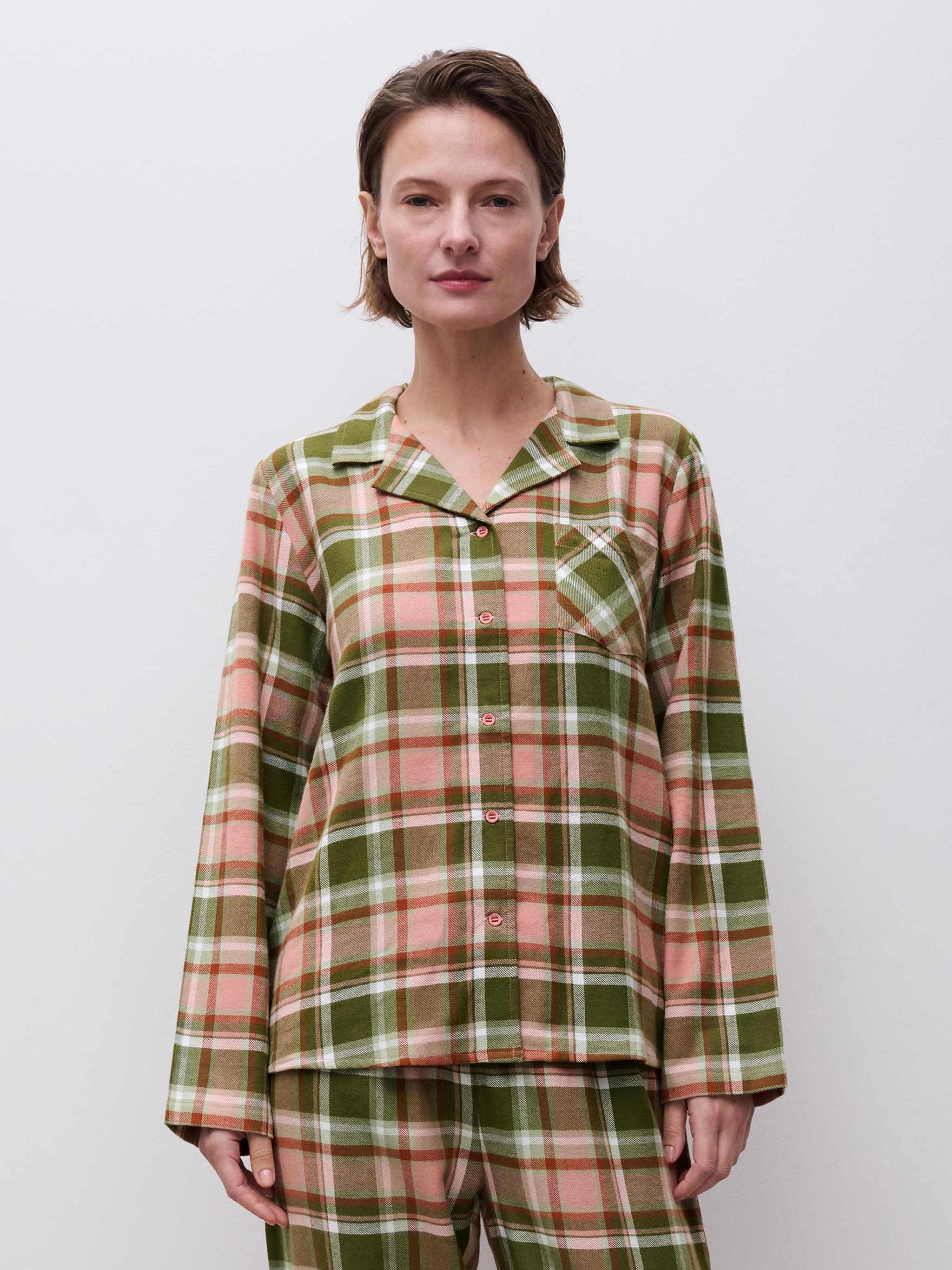 Langarmshirt - Grün Blush Checks