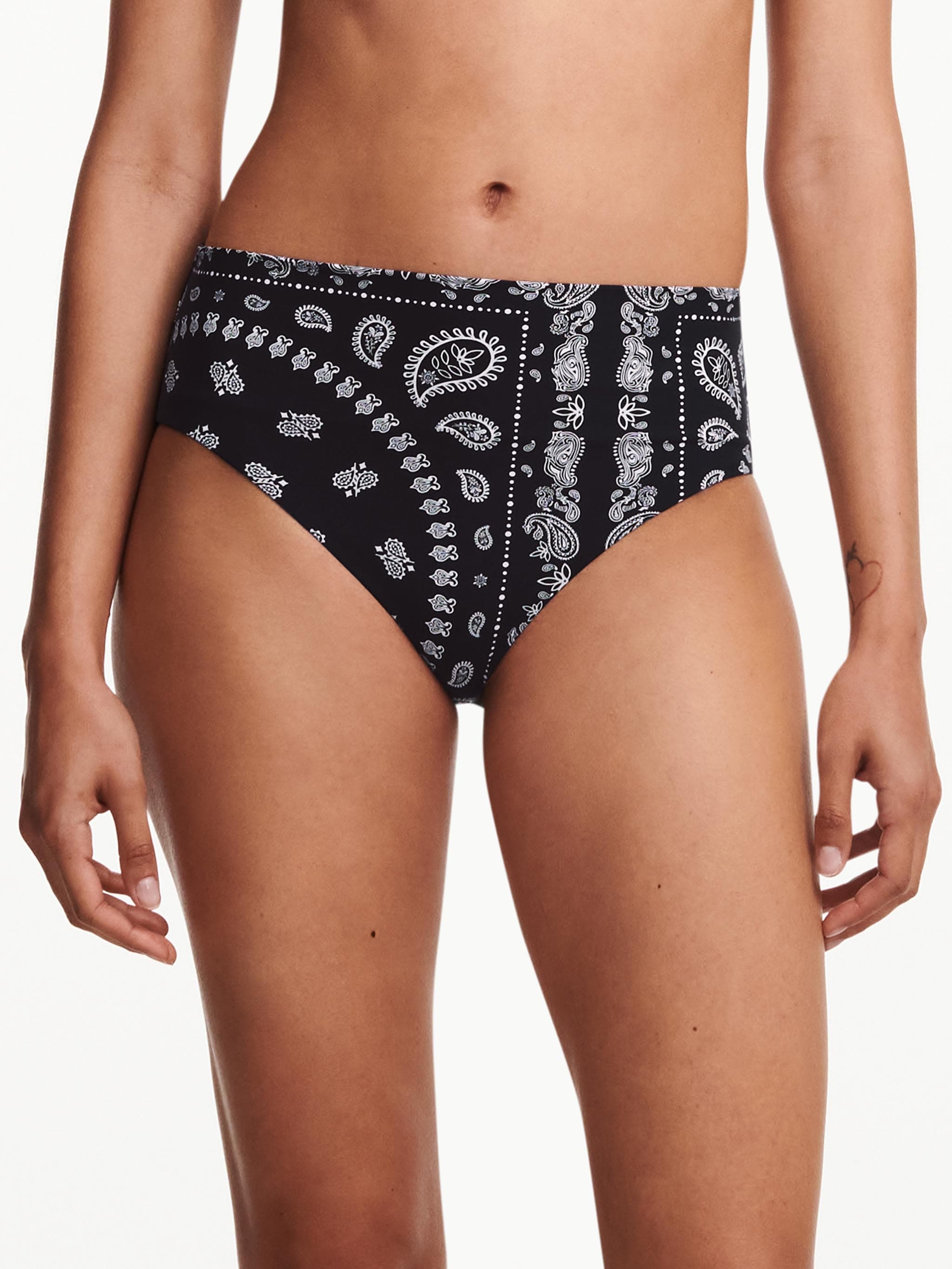 Bikini Taillenslip - Schwarz Bandana