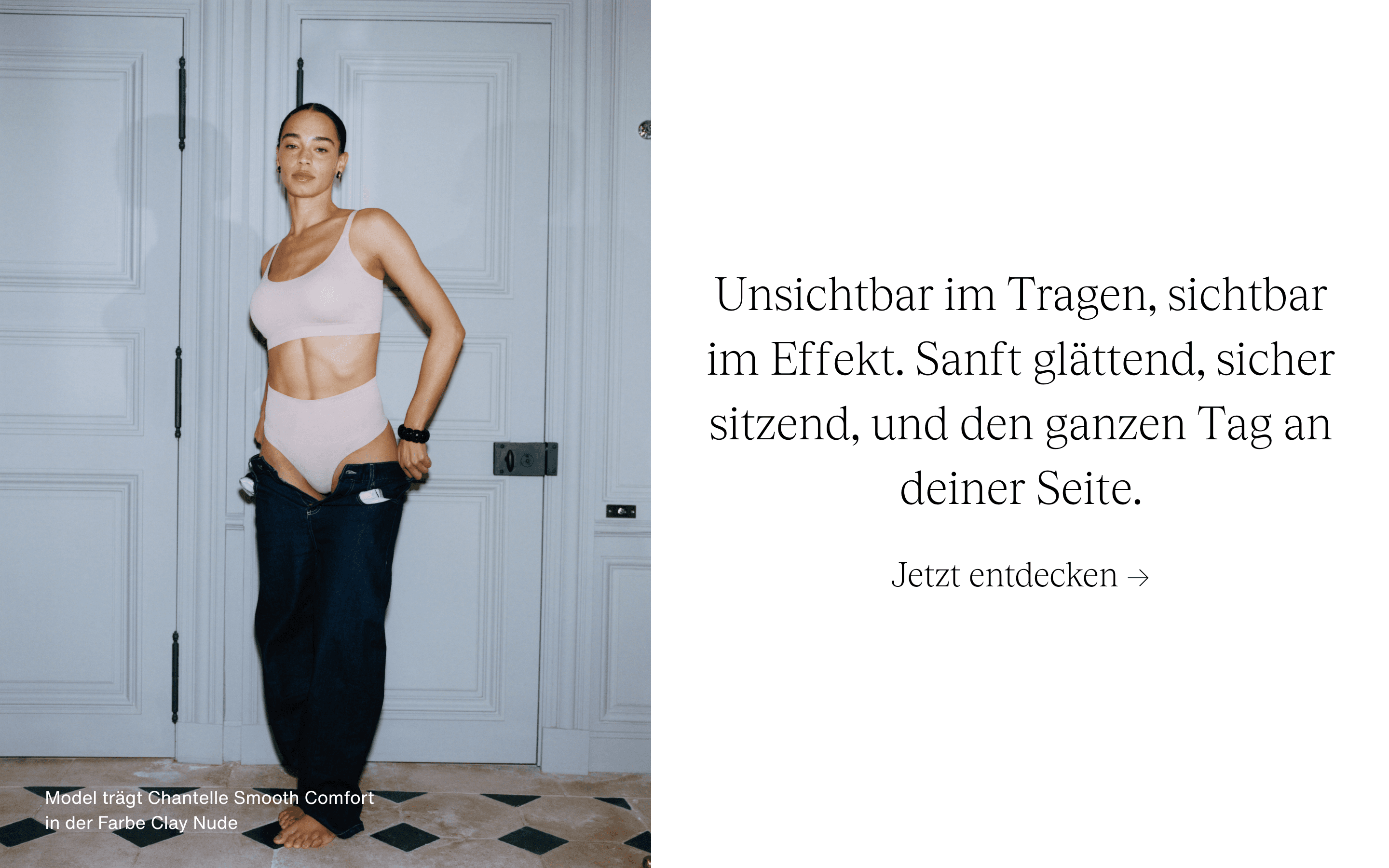 Model trägt Smooth Comfort und hat einen glättenden Effekt
