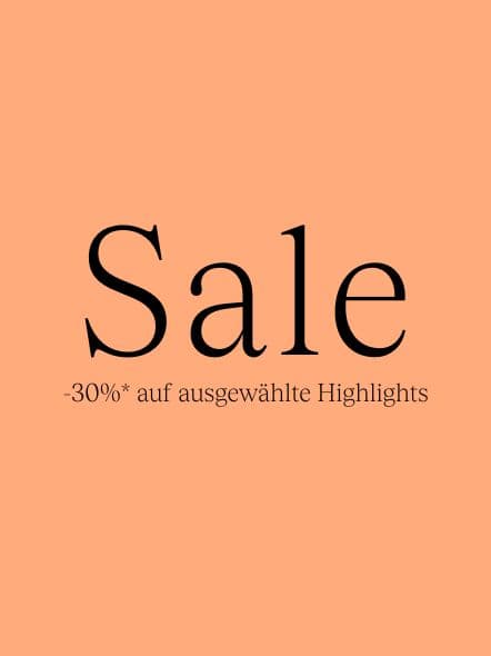 Peach poster with large "Sale" text and smaller German line "-30%* auf ausgewählte Highlights".