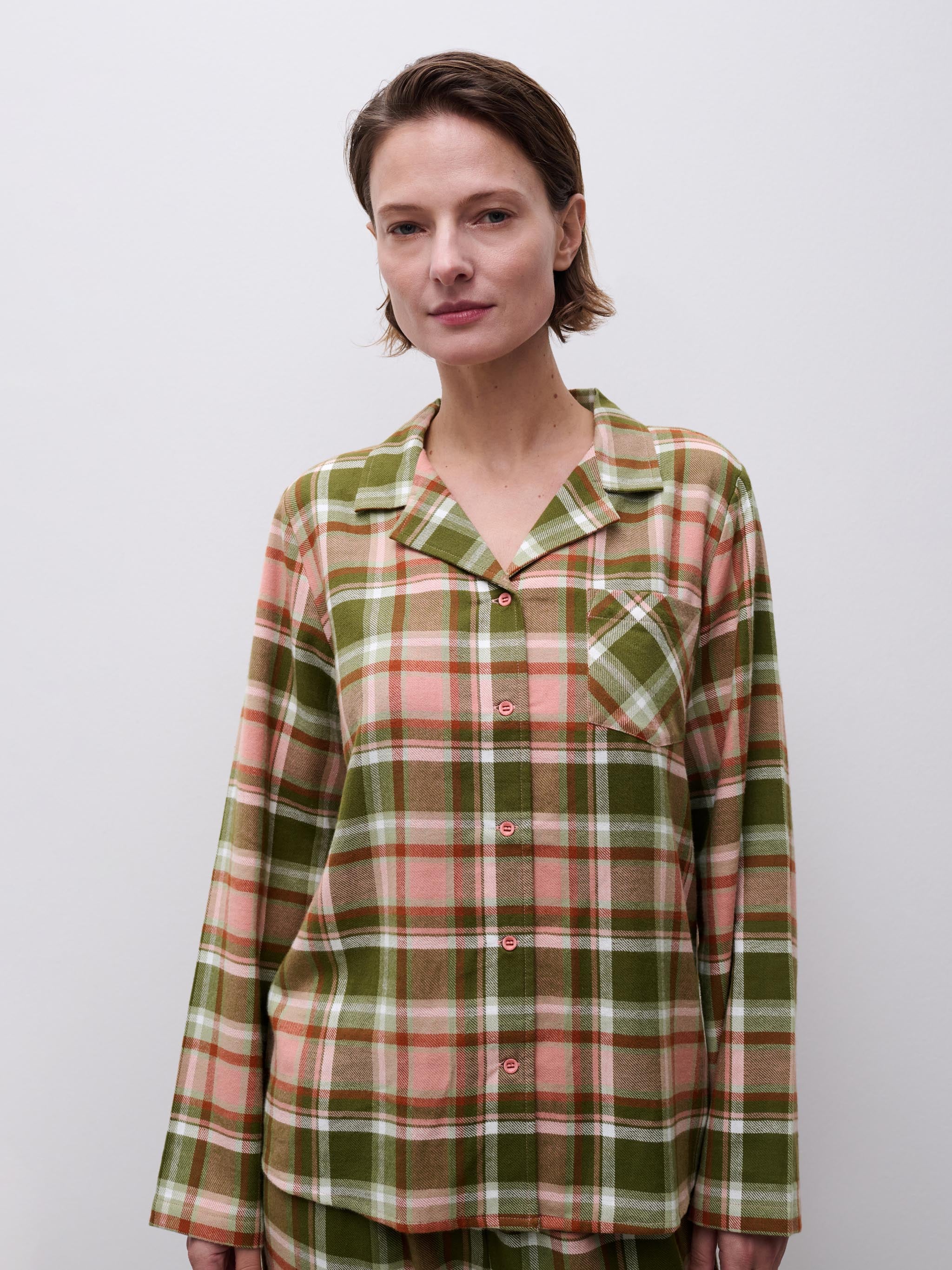 Langarmshirt - Grün Blush Checks