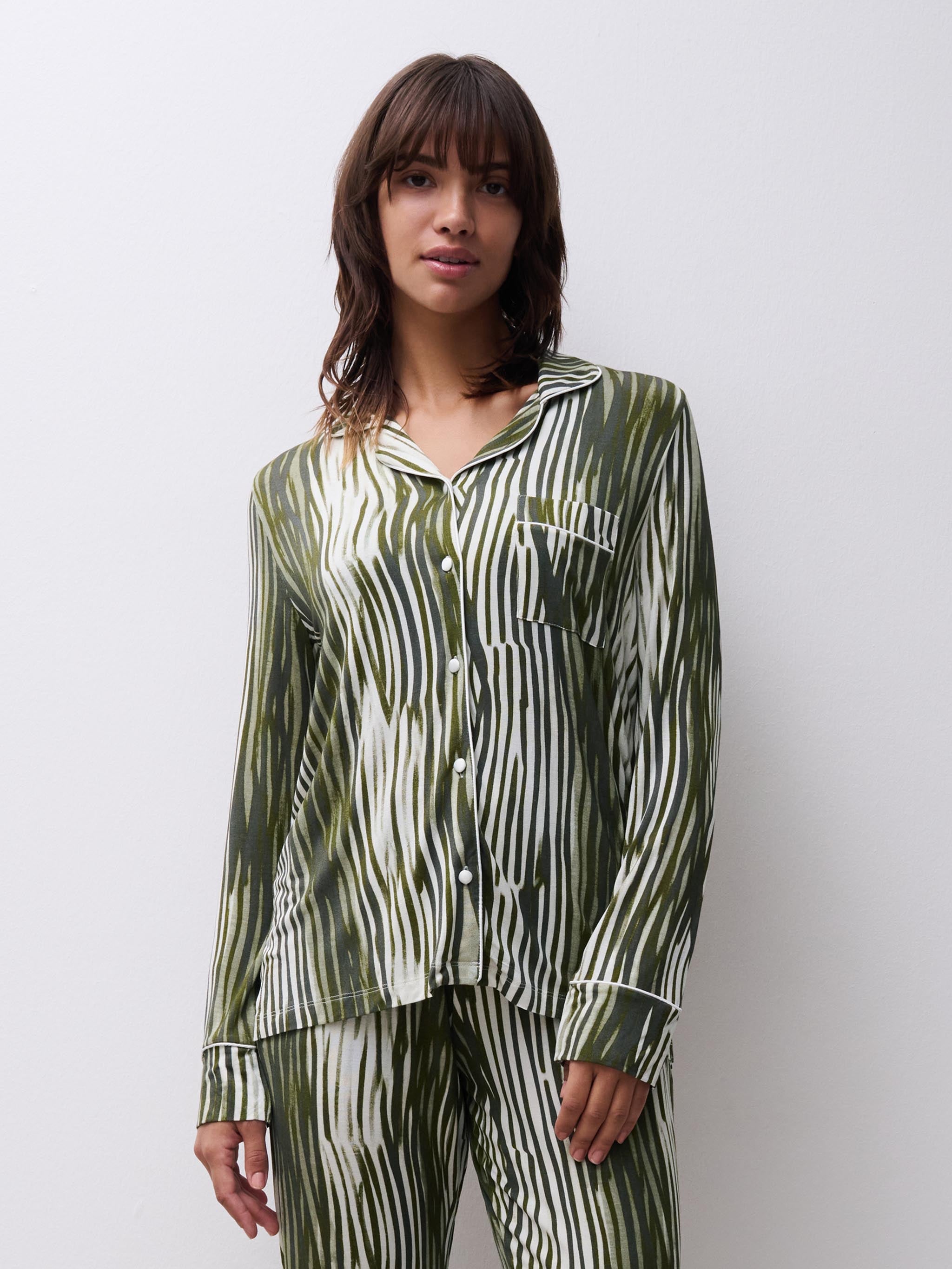 Langarmshirt - Grüne Linien