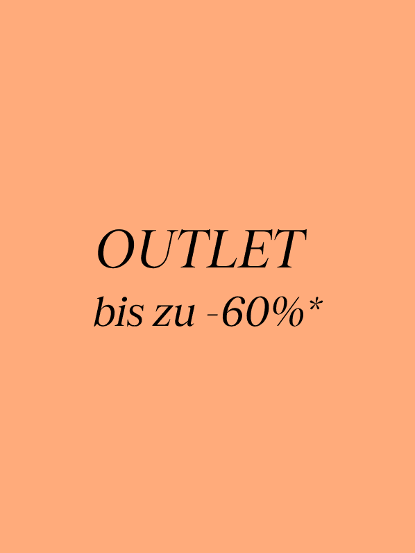 Text on orange background reads "OUTLET bis zu -60%*" indicating up to 60% off.