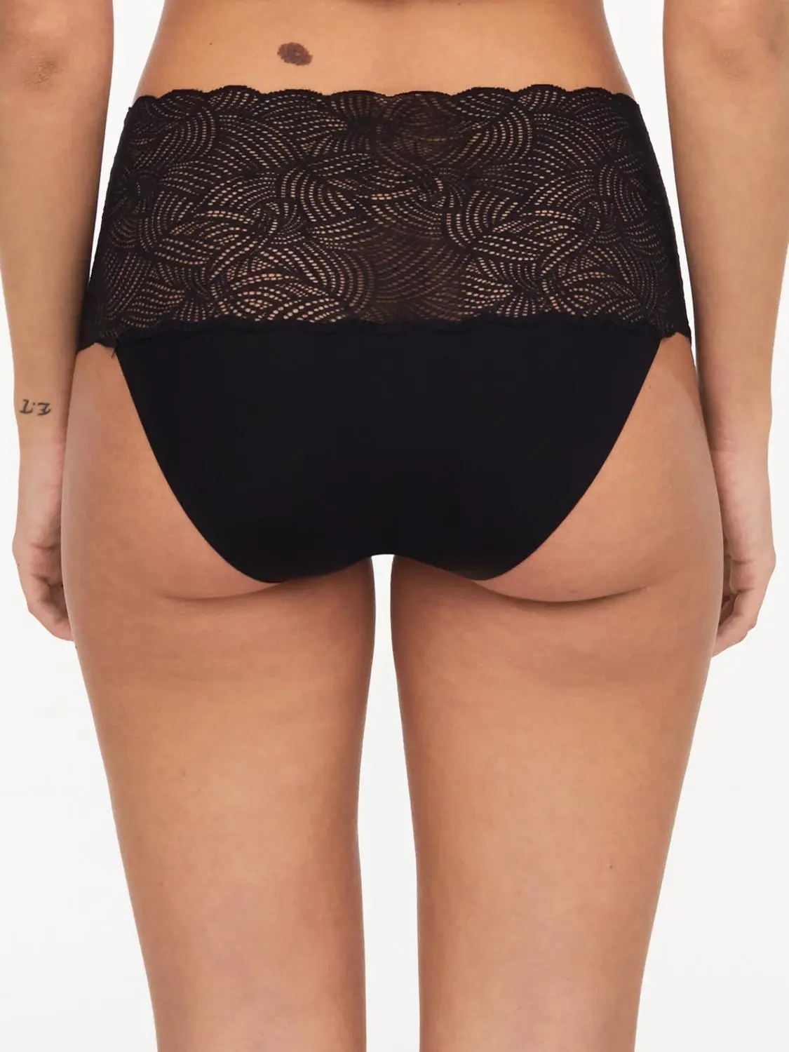 Culotte taille haute dentelle - Noir