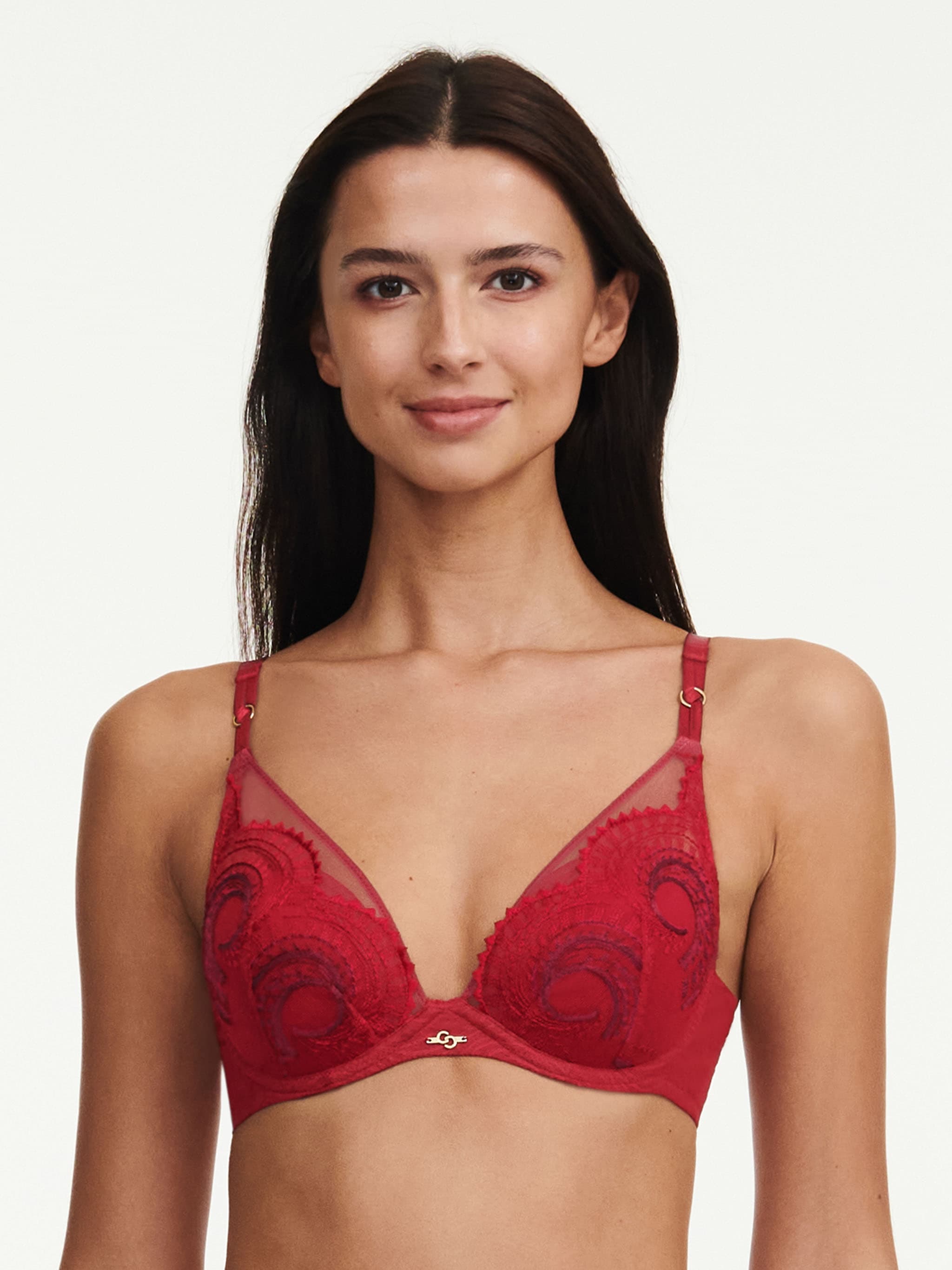 Soutien-gorge coques plongeant - Rouge passion