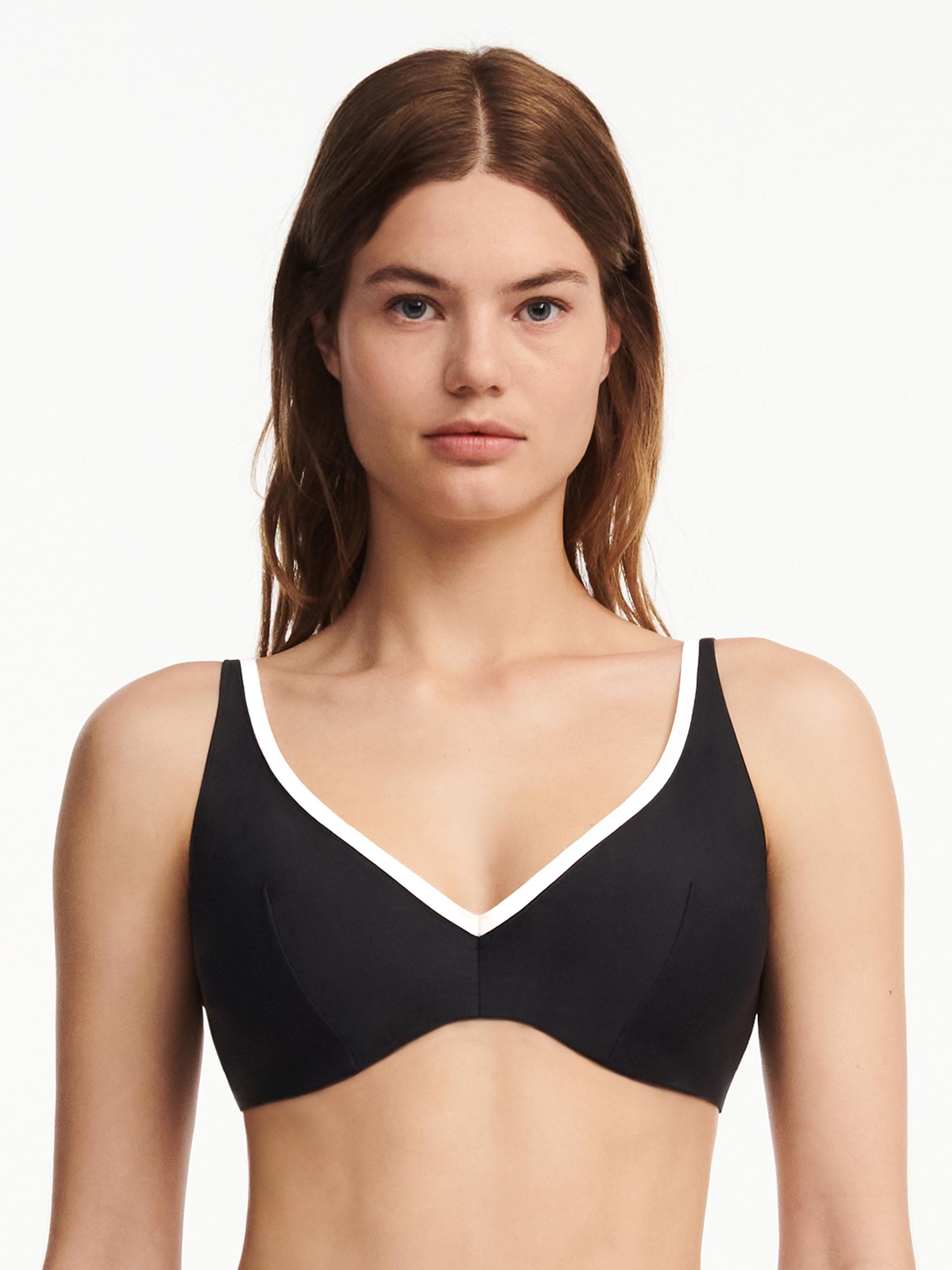 Soutien-gorge plongeant - Noir / Blanc