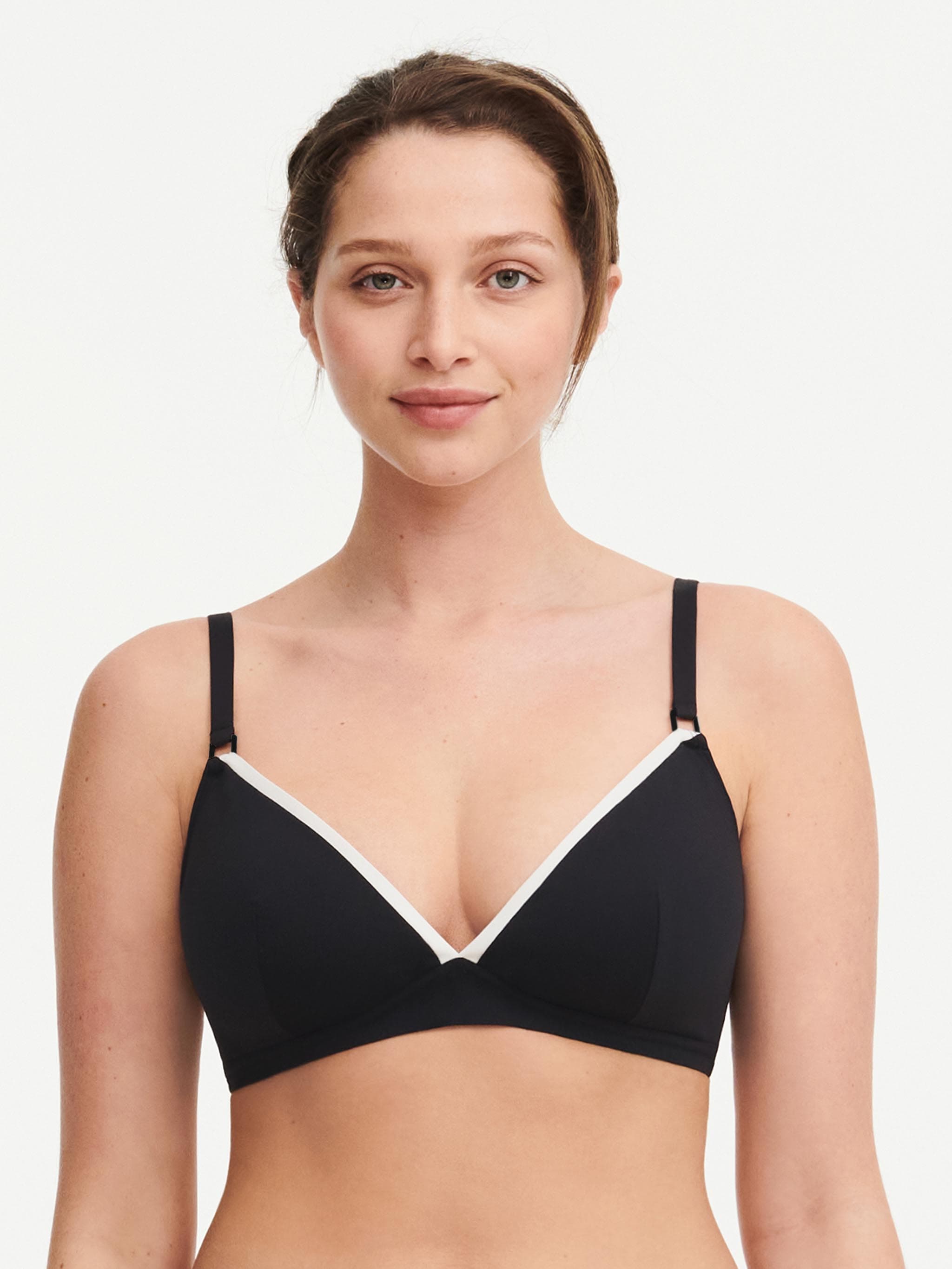 Soutien-gorge sans armature triangle coques spacer bretelles multi-positions - Noir / Blanc