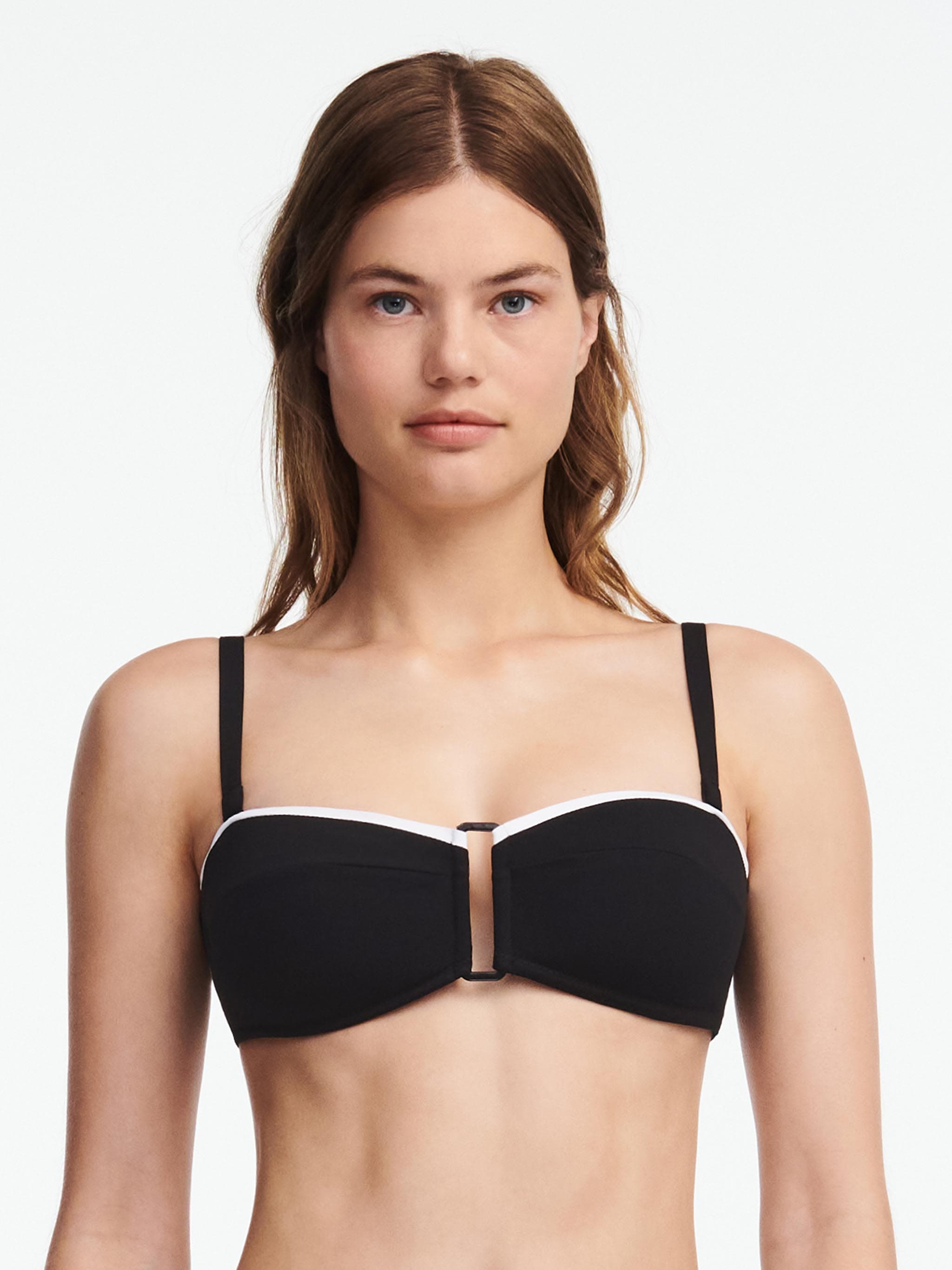 Soutien-gorge sans armature bandeau bretelles amovibles - Noir / Blanc