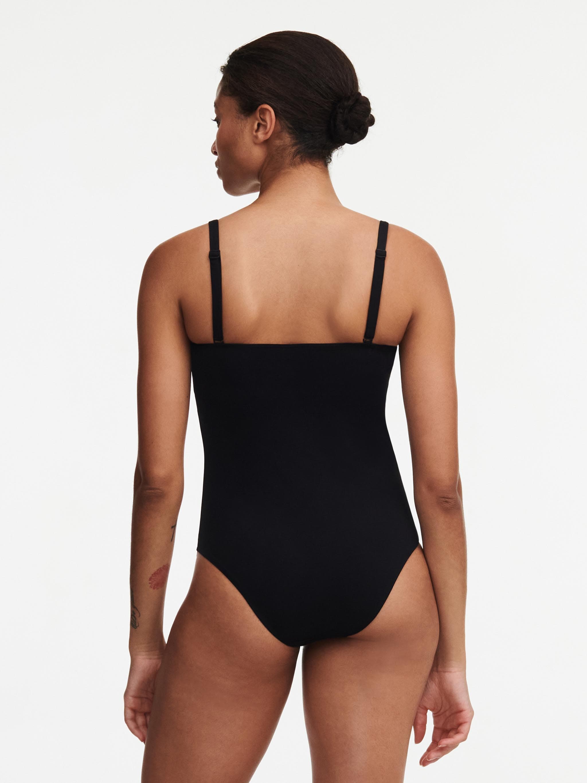 Maillot de bain 1 pièce sans armature bandeau bretelles amovibles - Noir / Blanc