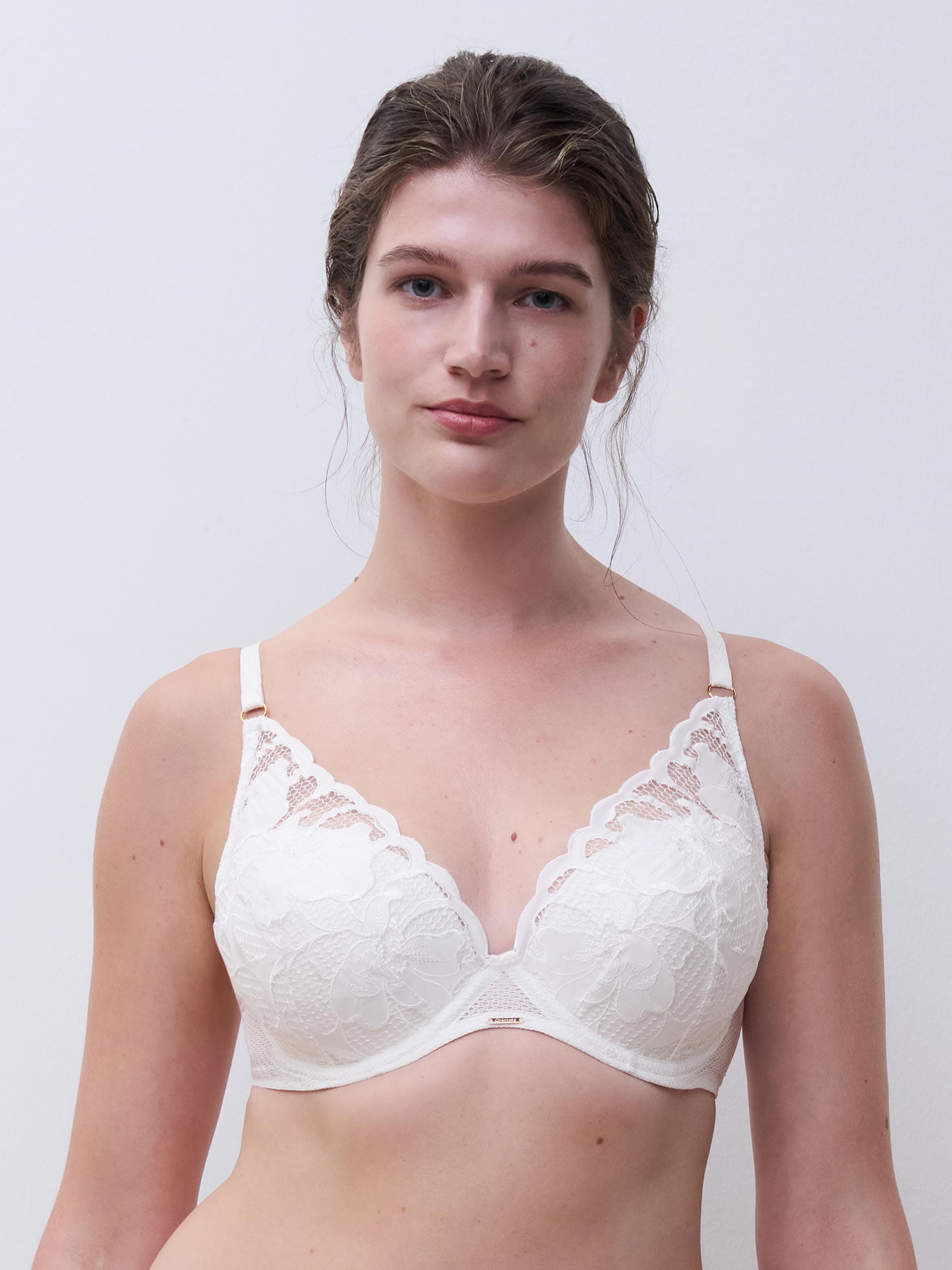 Soutien-gorge coques plongeant - Milk satin