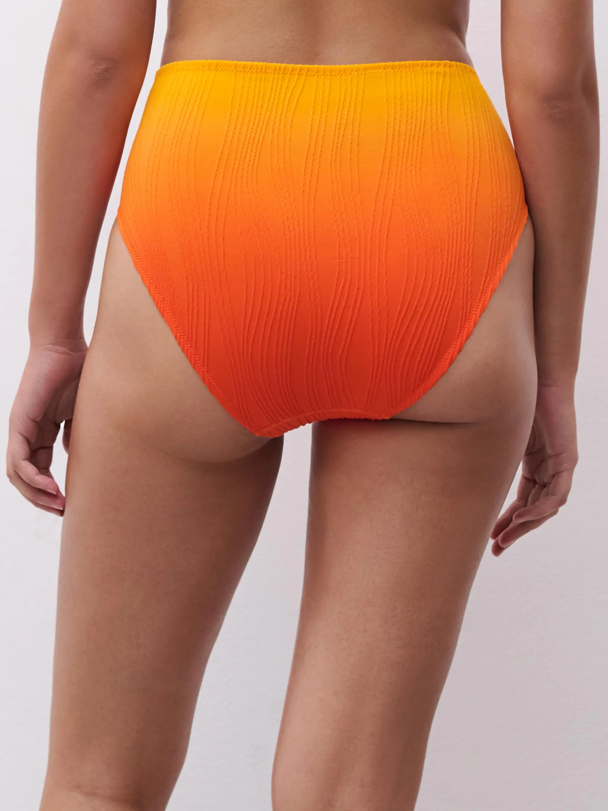 Bas de maillot de bain culotte taille haute - Orange tie & dye