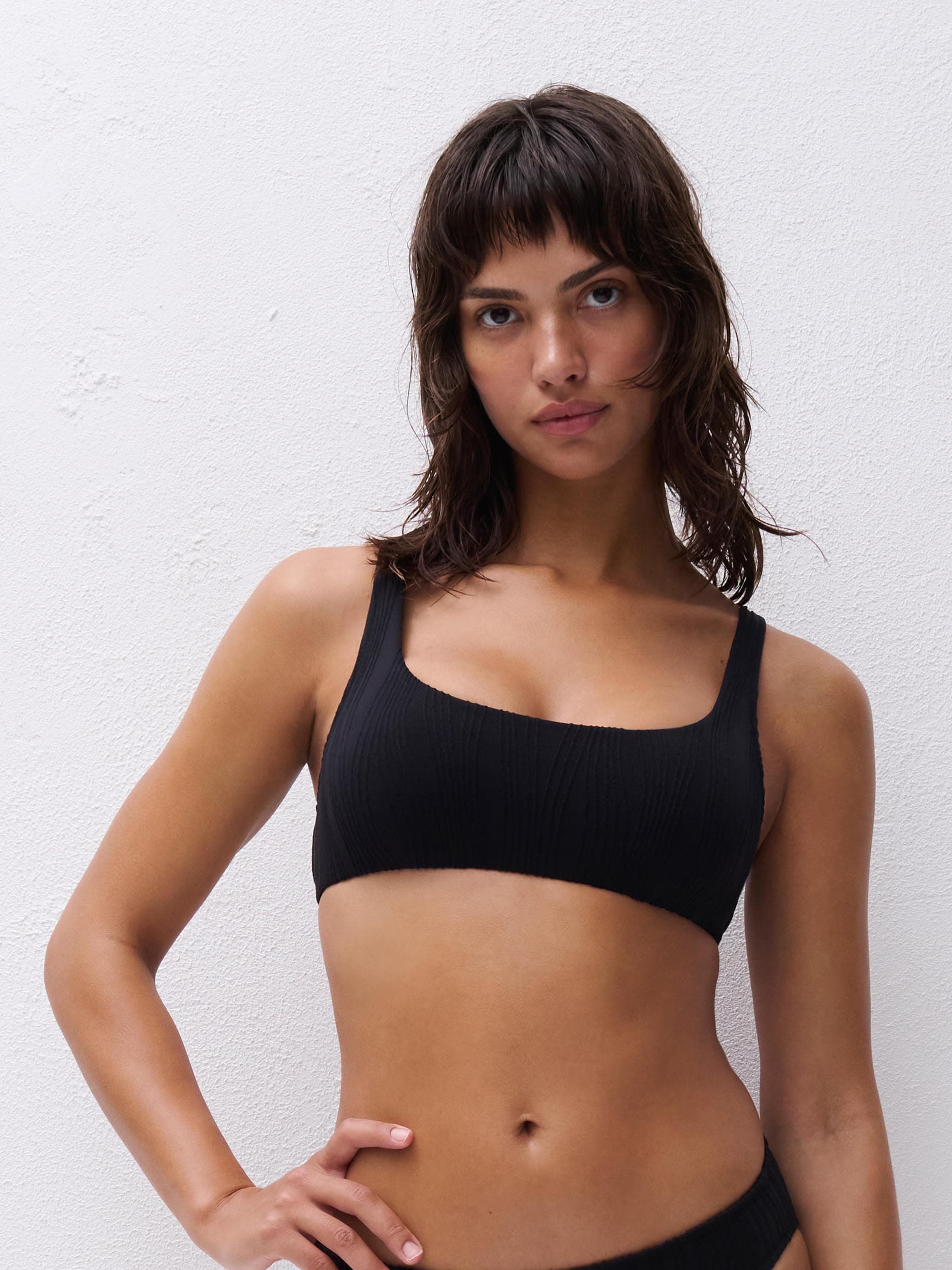 Haut de maillot de bain sans armature coques amovibles - Noir