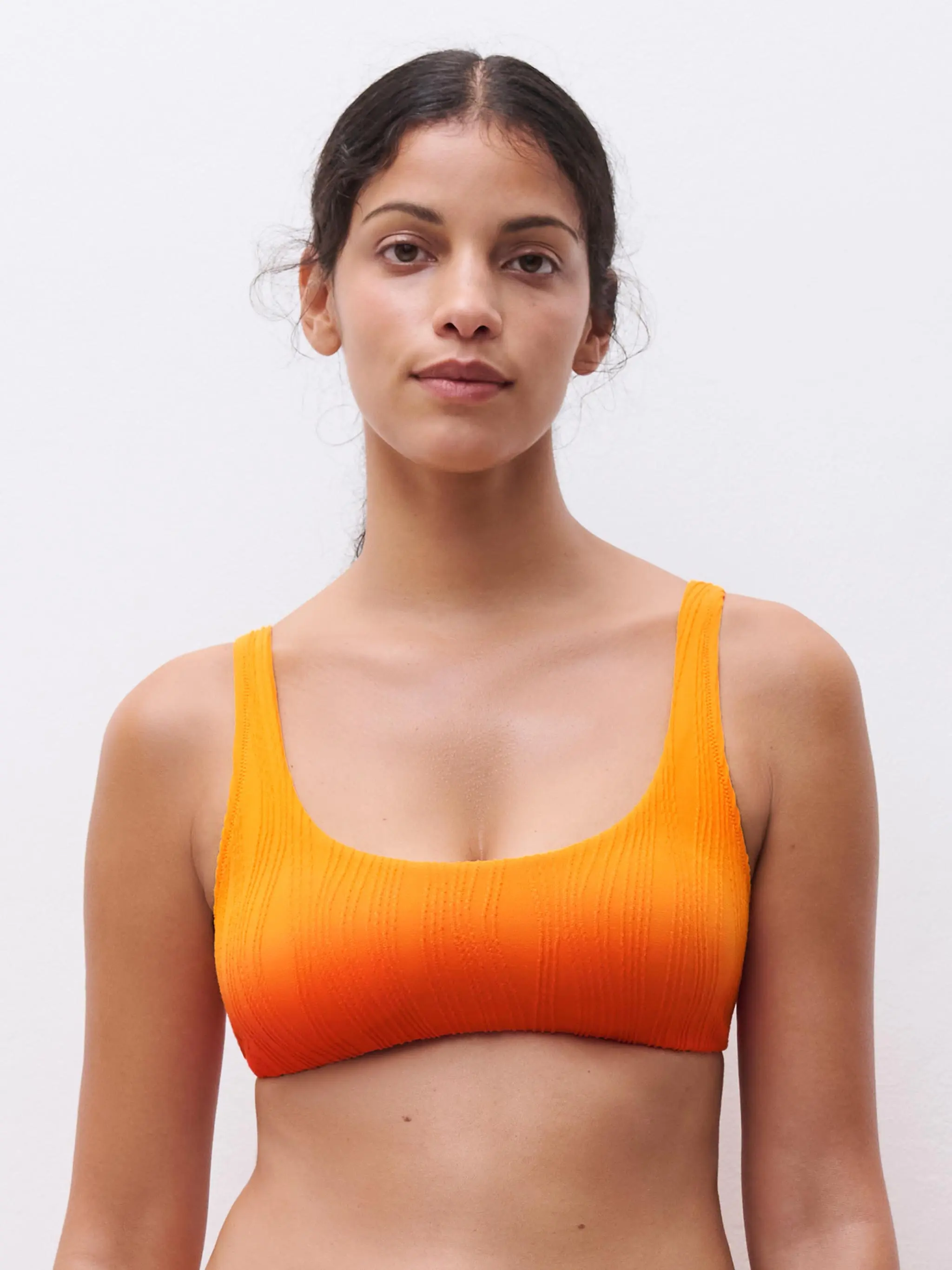 Haut de maillot de bain sans armature coques amovibles - Orange tie & dye