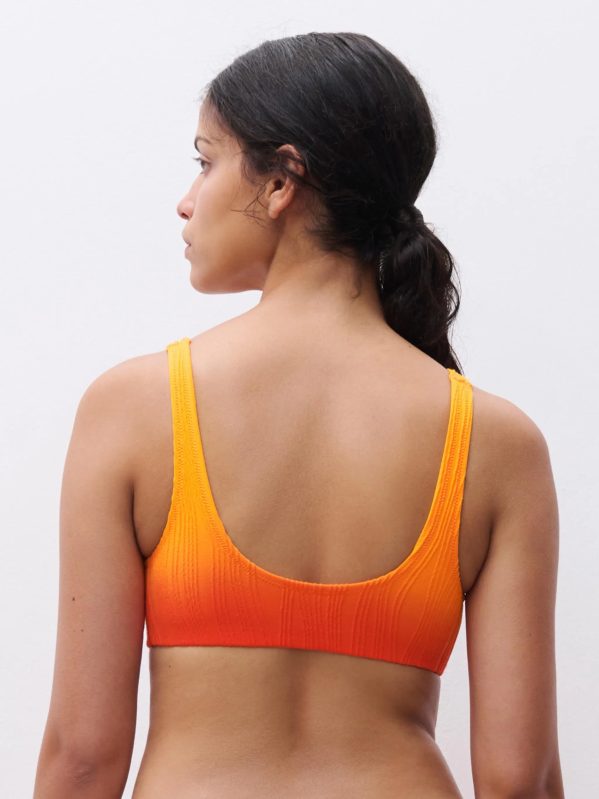 Haut de maillot de bain sans armature coques amovibles - Orange tie & dye