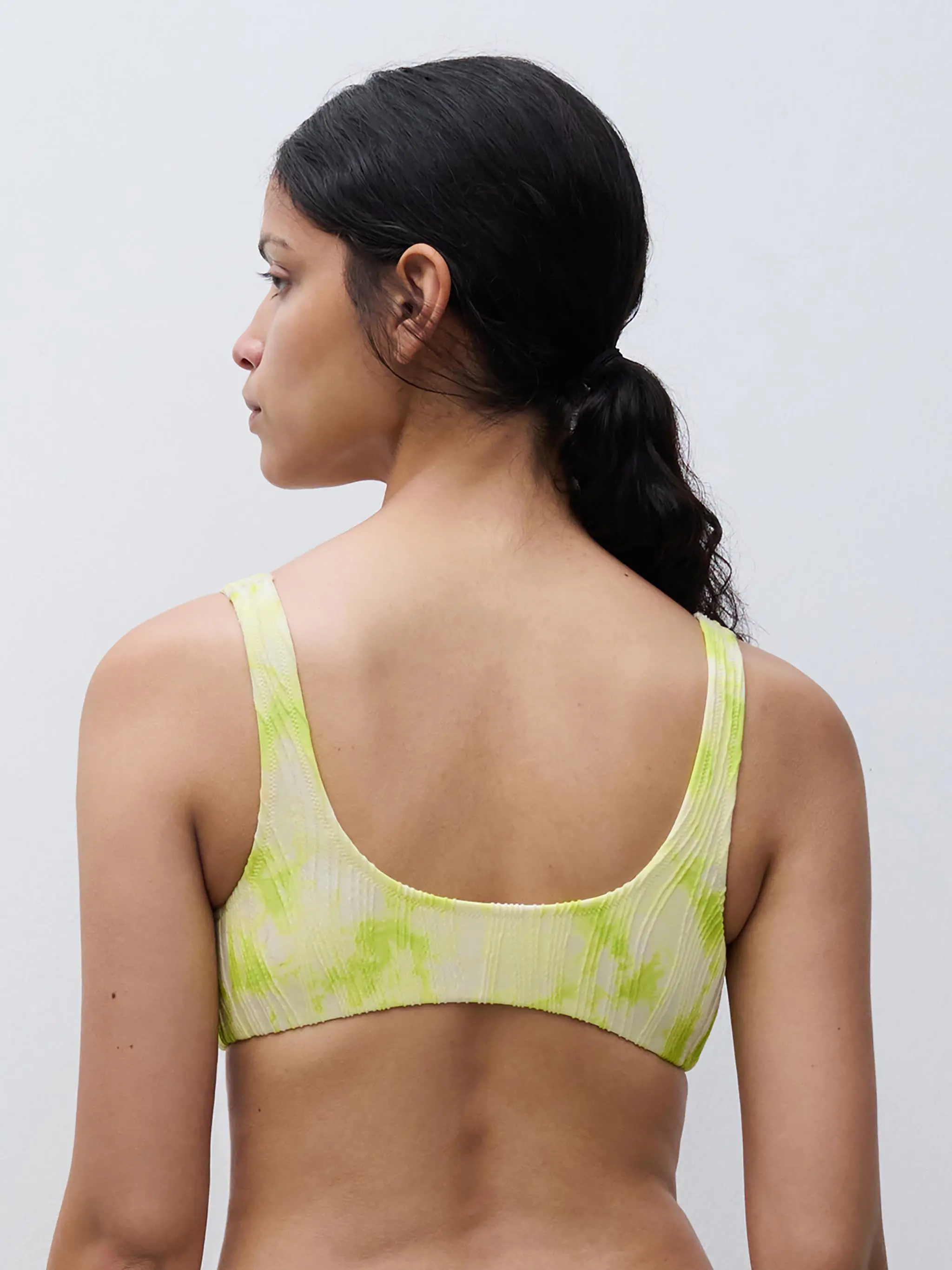Haut de maillot de bain sans armature coques amovibles - Imprimé taches vert