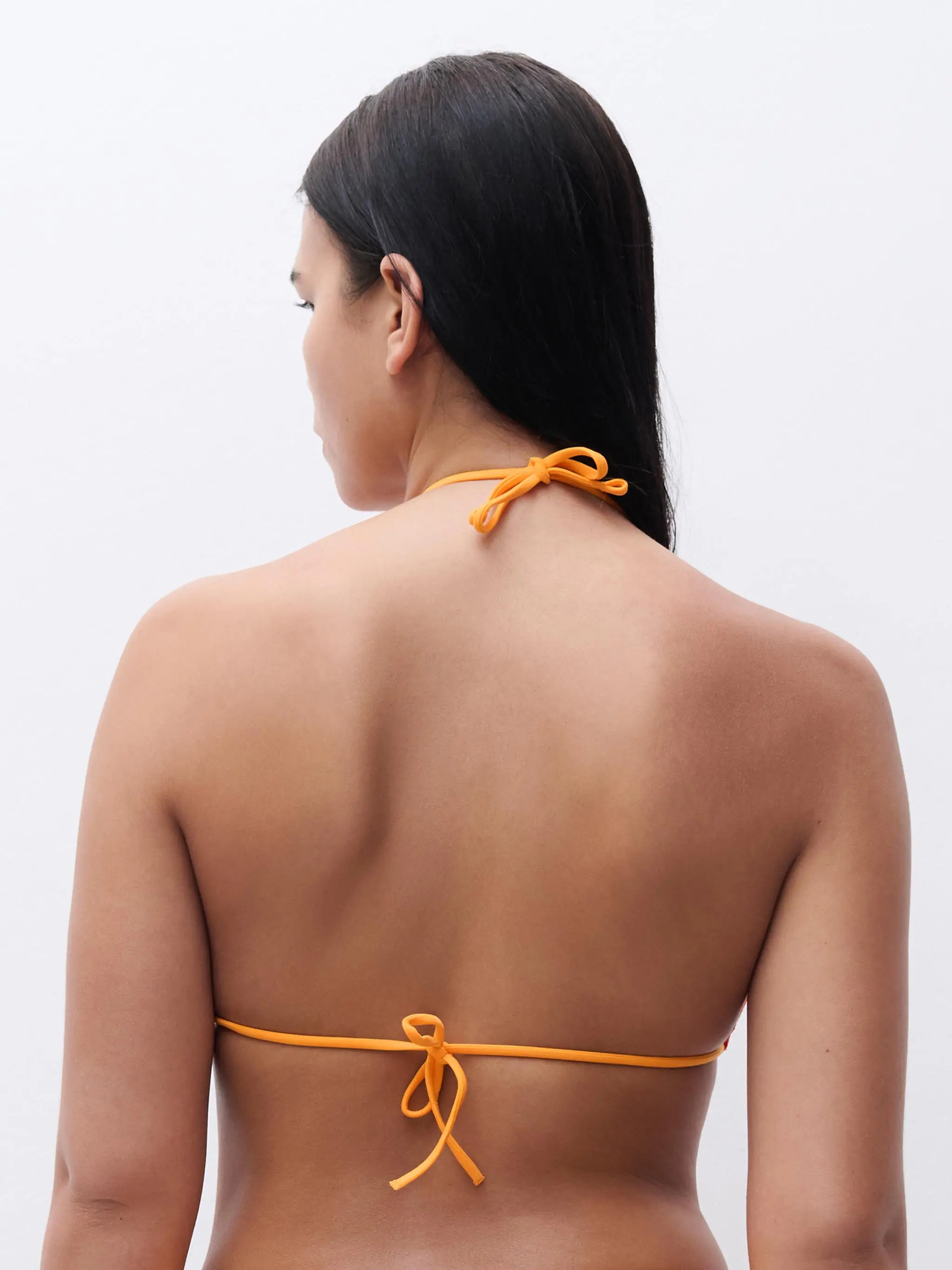 Haut de maillot de bain sans armature triangle coques amovibles - Orange tie & dye