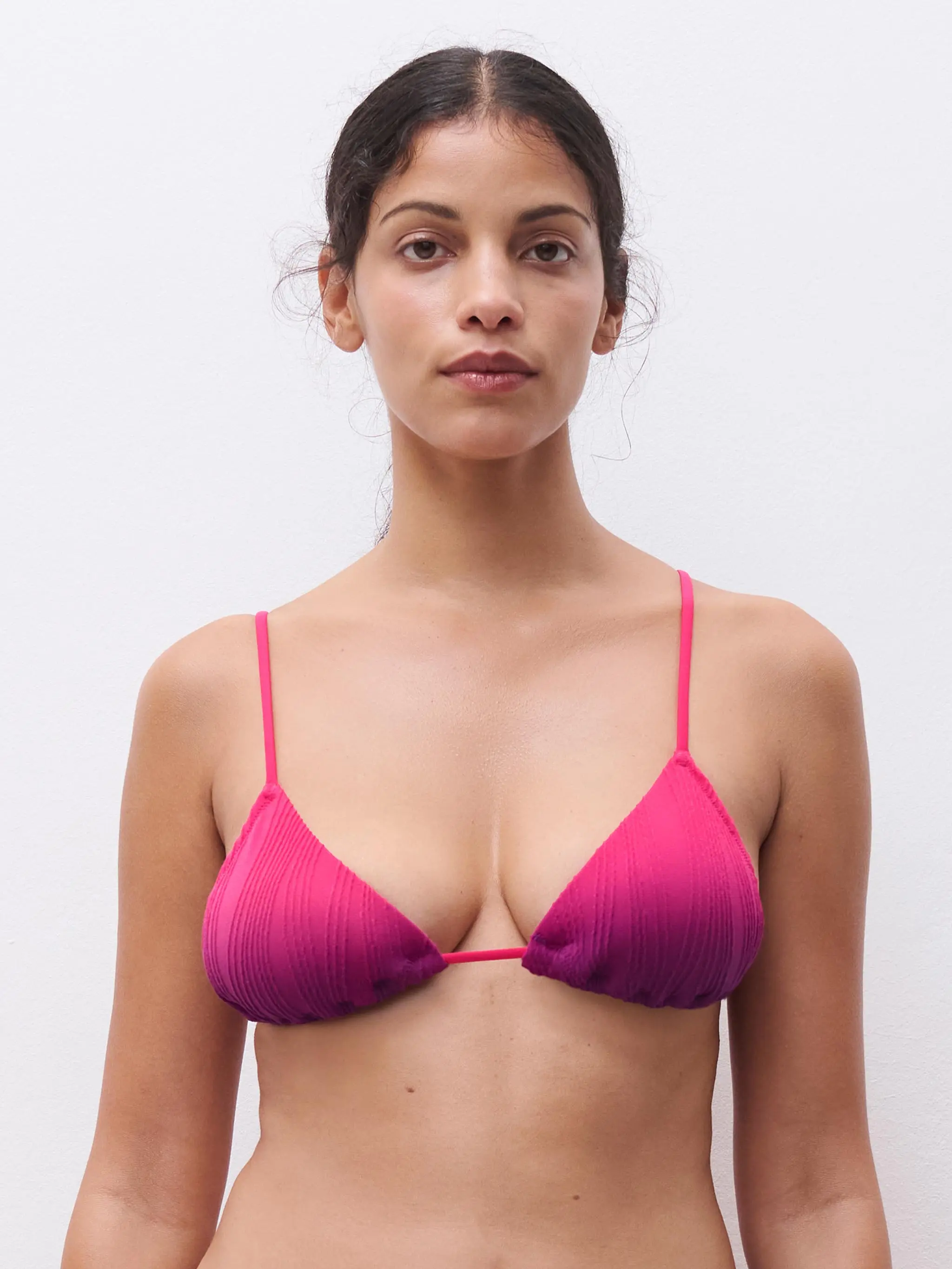 Haut de maillot de bain sans armature triangle coques amovibles - Rose tie & dye