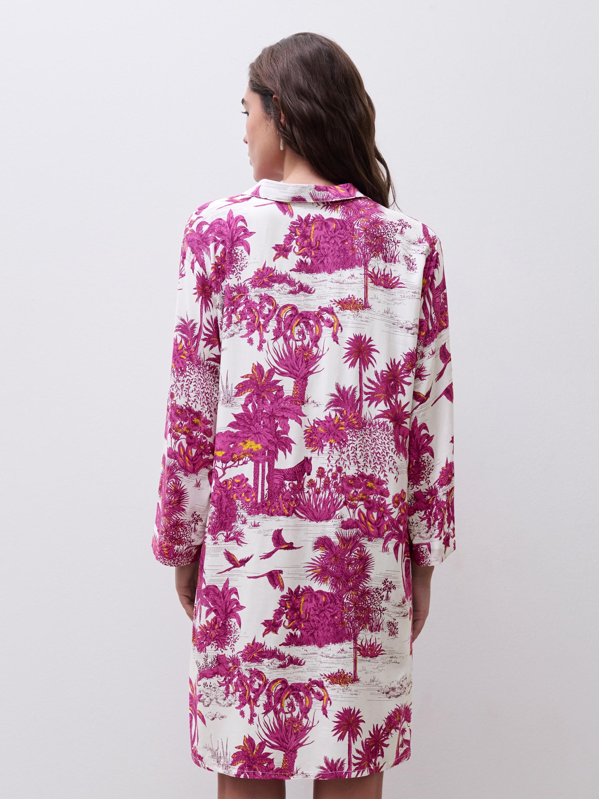 Chemise manches longues - Jungle blanche