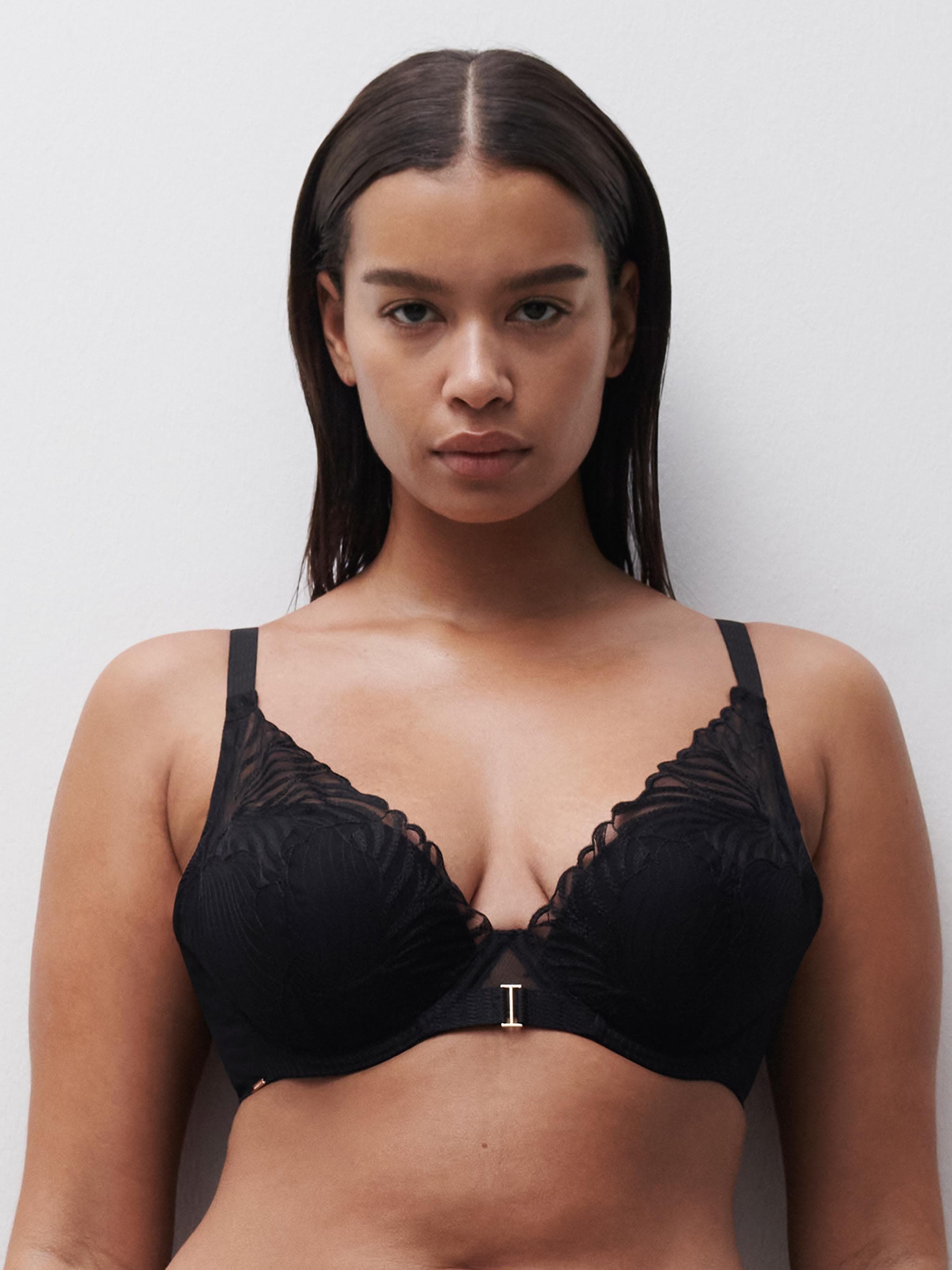Soutien-gorge coques plongeant - Noir