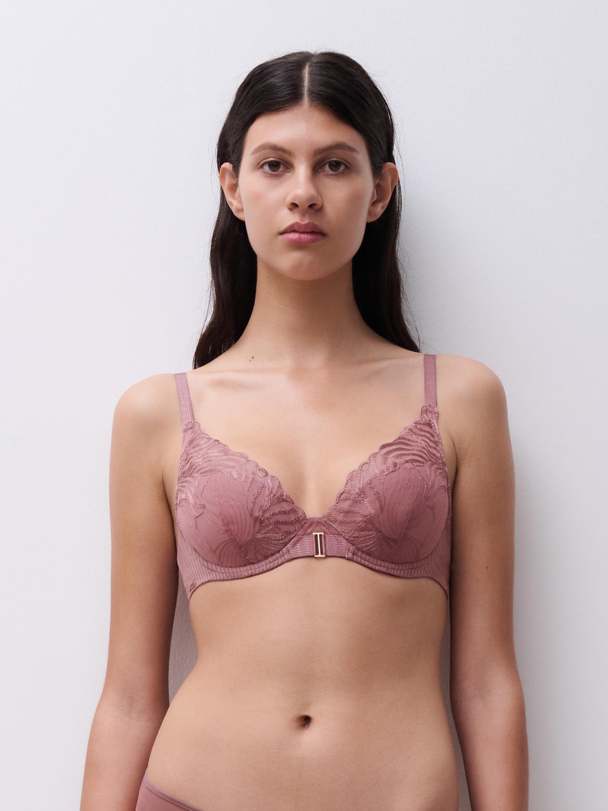 Soutien-gorge coques plongeant - Rose des bois