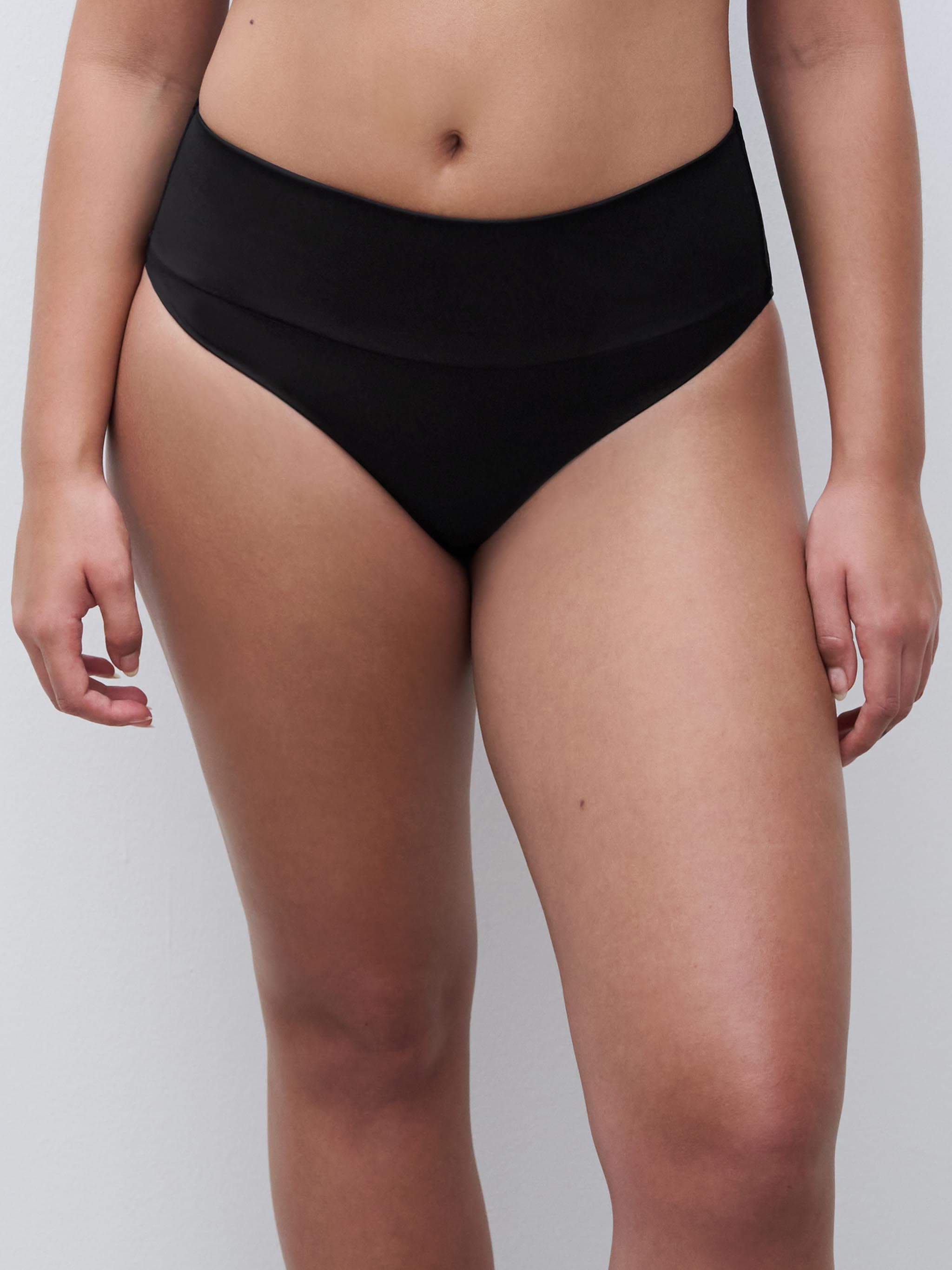 Bas de maillot de bain ajustable culotte taille haute - Noir