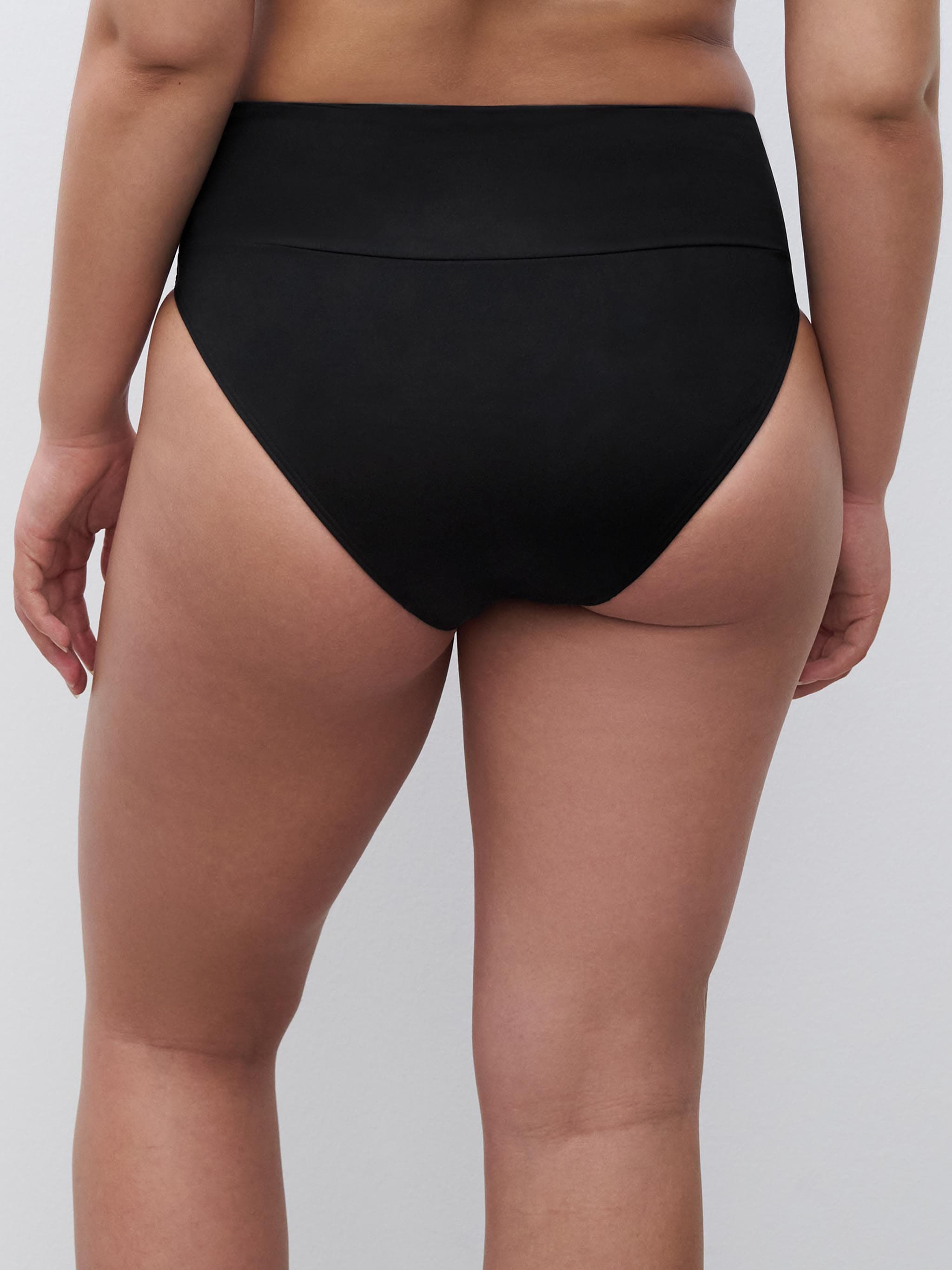 Bas de maillot de bain ajustable culotte taille haute - Noir