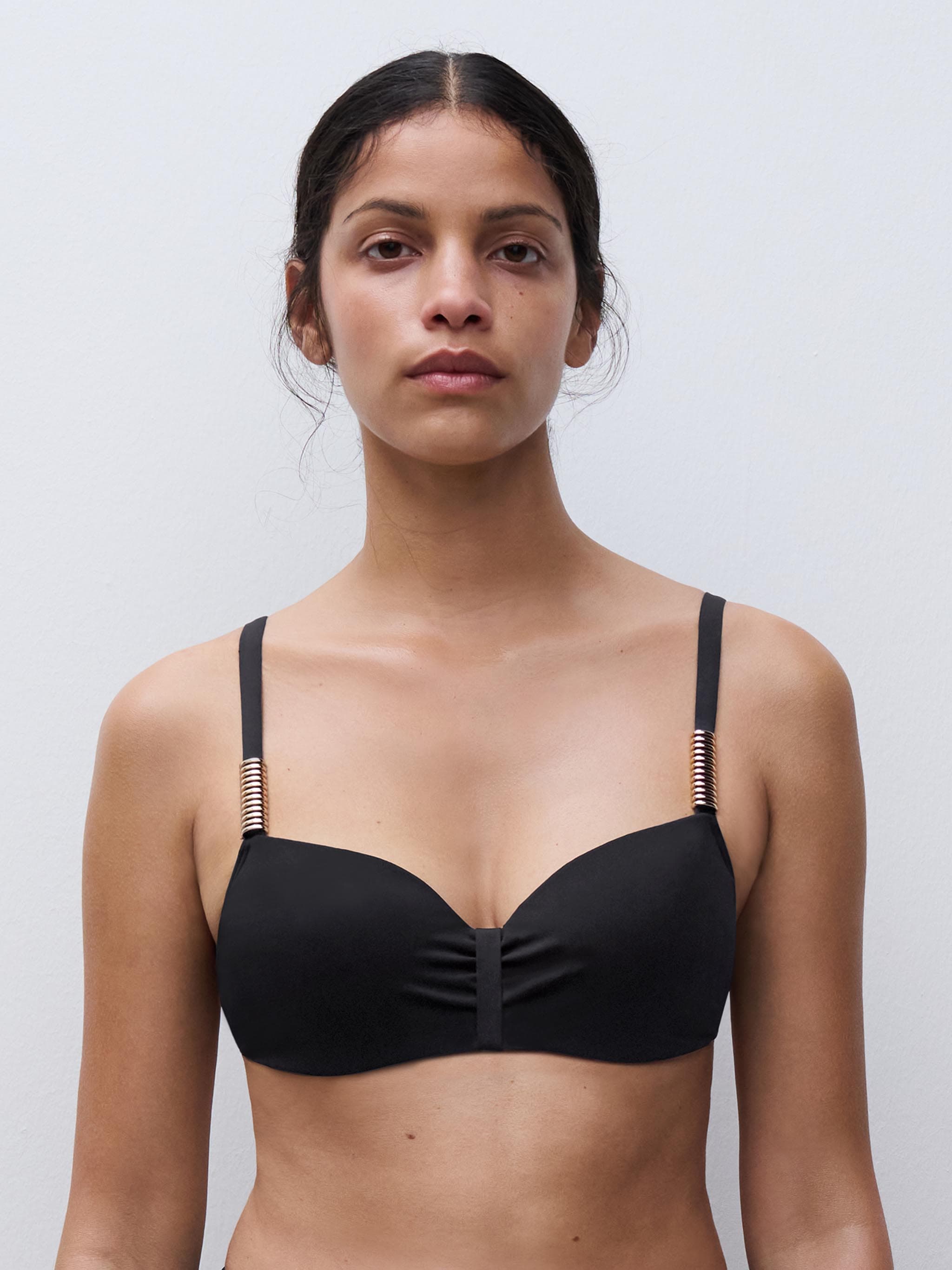 Haut de maillot de bain corbeille mémoire de forme bretelles multipositions - Noir