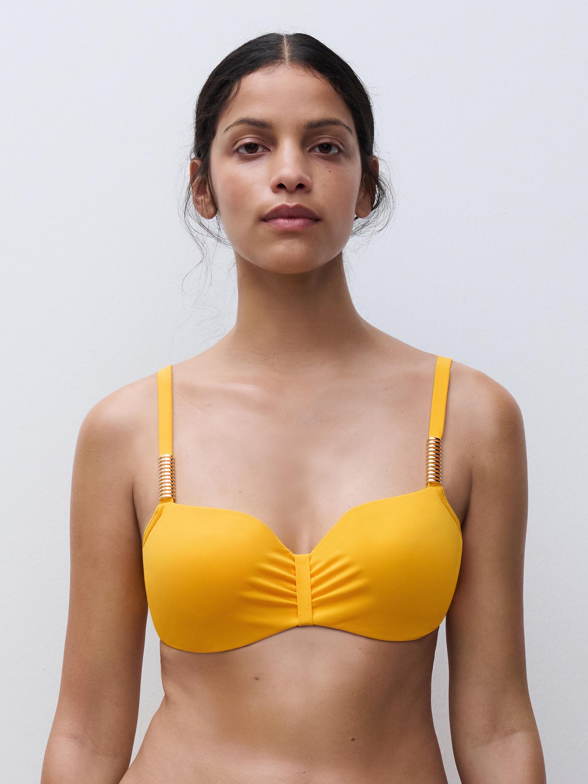 Haut de maillot de bain corbeille mémoire de forme bretelles multipositions - Mangue