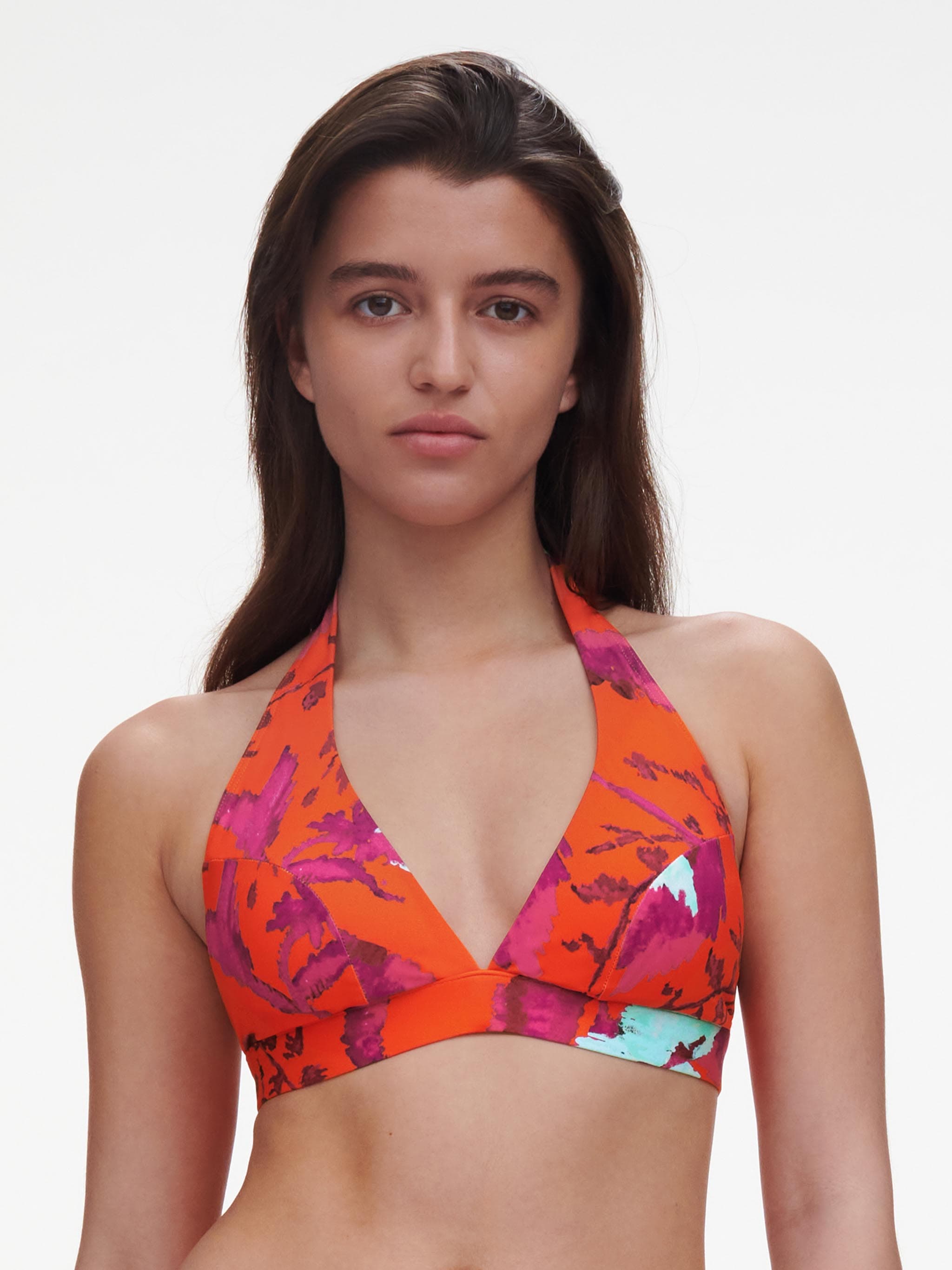 Haut de maillot de bain sans armature triangle coques spacer amovibles - Painted flowers