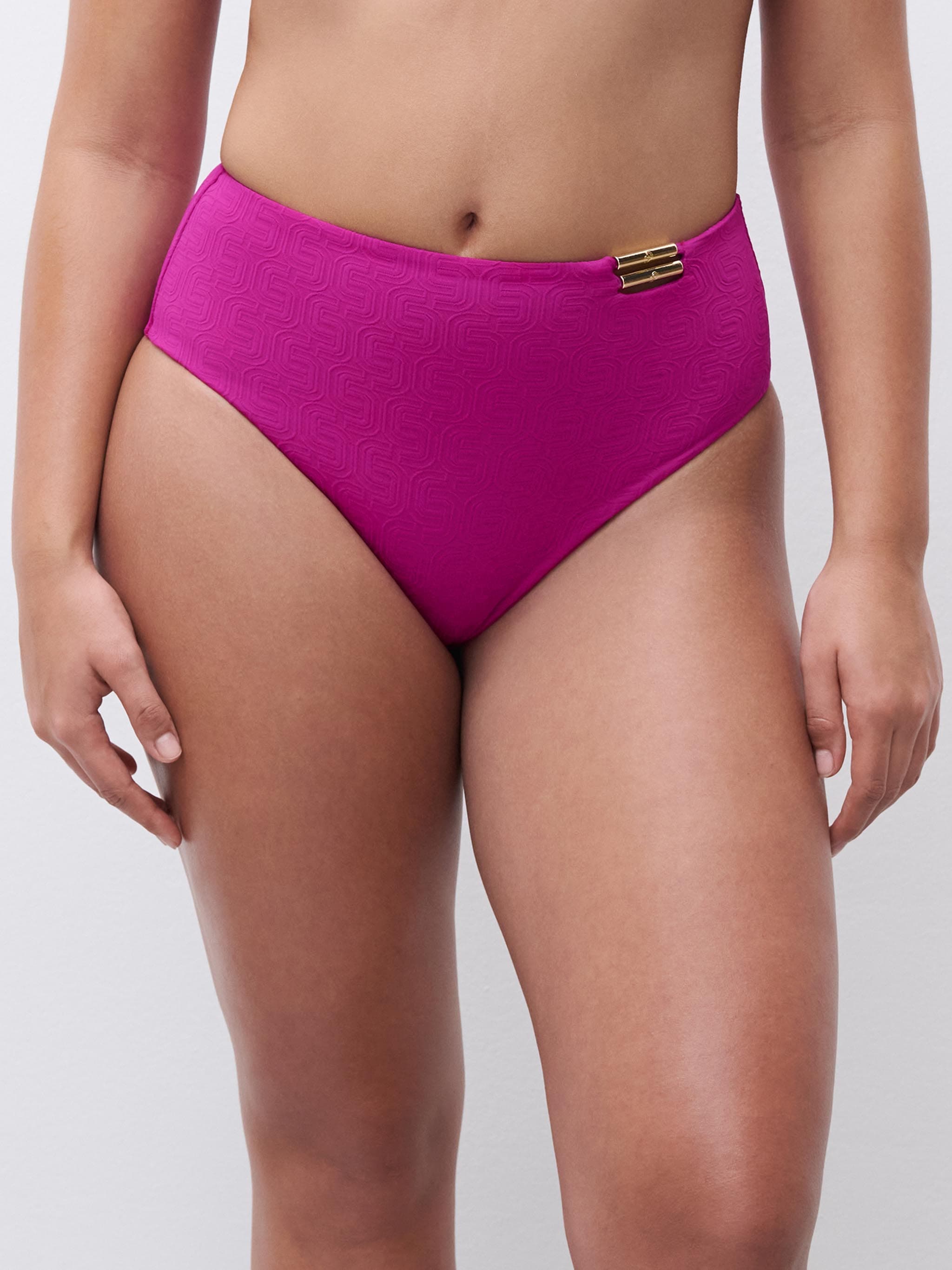 Bas de maillot de bain culotte taille haute - Fuchsia tyrien