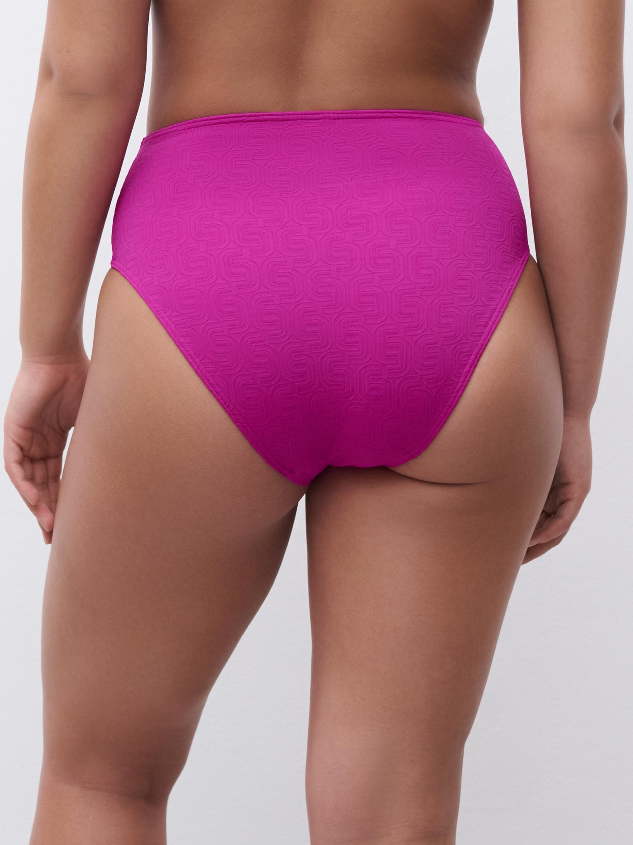Bas de maillot de bain culotte taille haute - Fuchsia tyrien