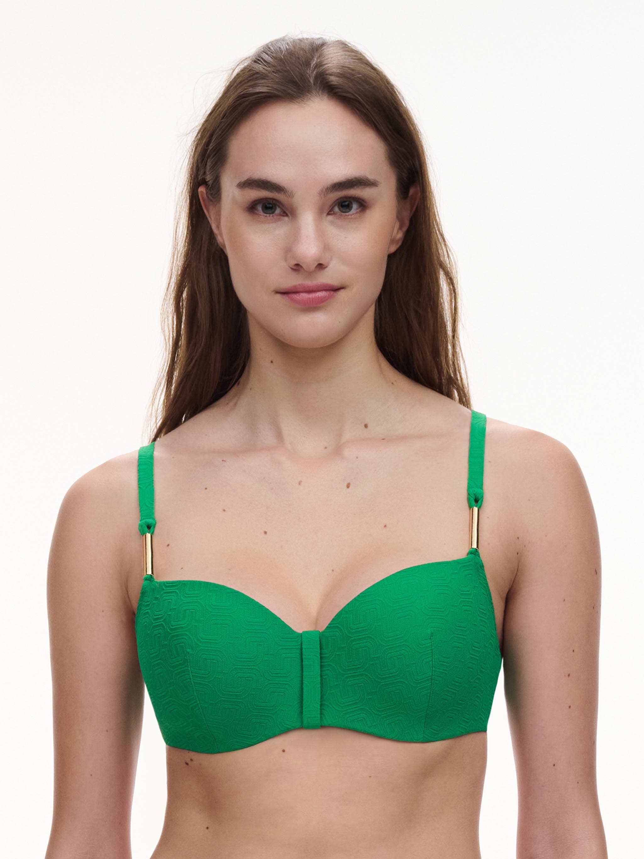 Haut de maillot de bain corbeille mémoire de forme - Vert emeraude