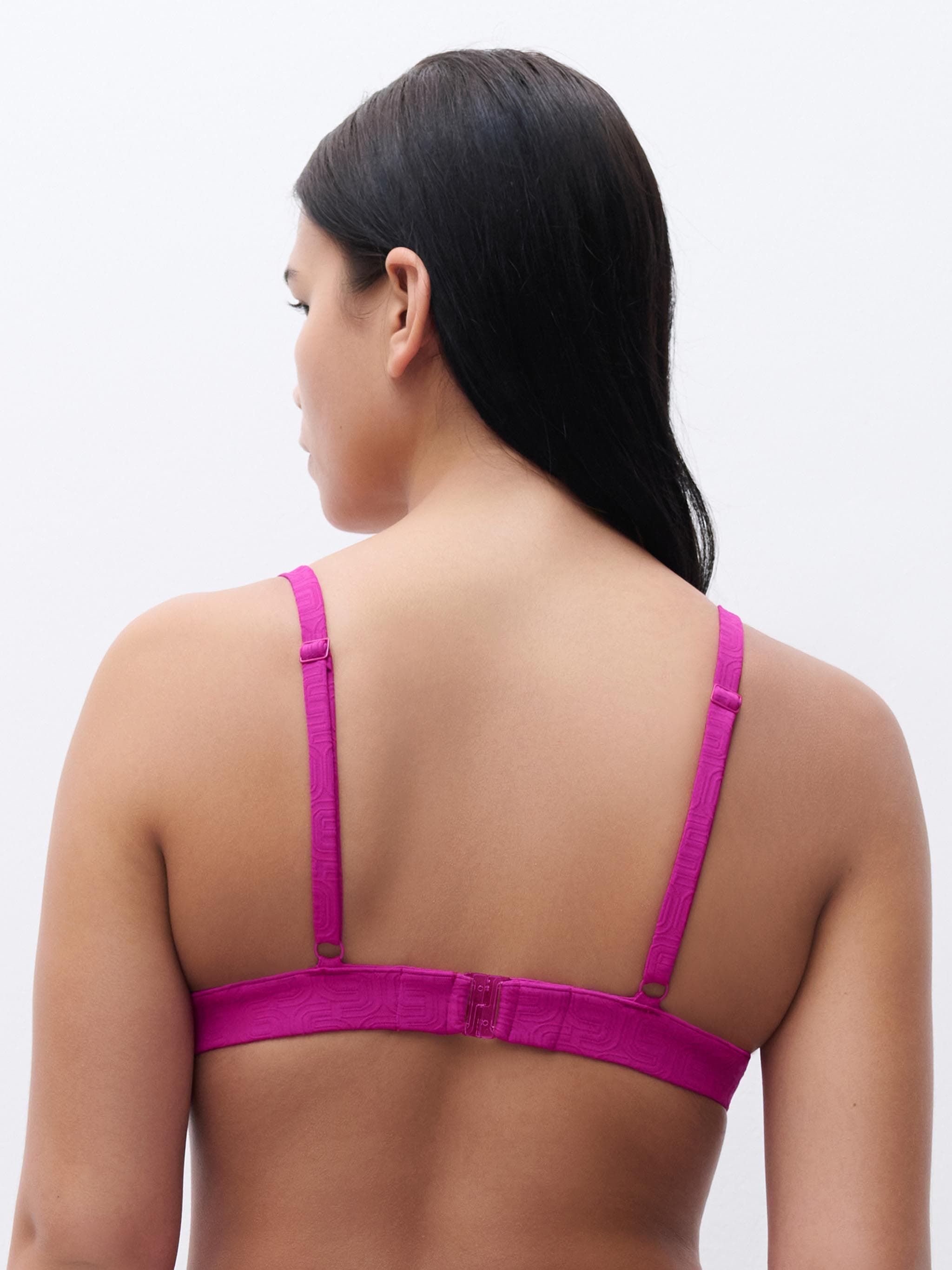 Haut de maillot de bain sans armature triangle coques spacer amovibles - Fuchsia tyrien