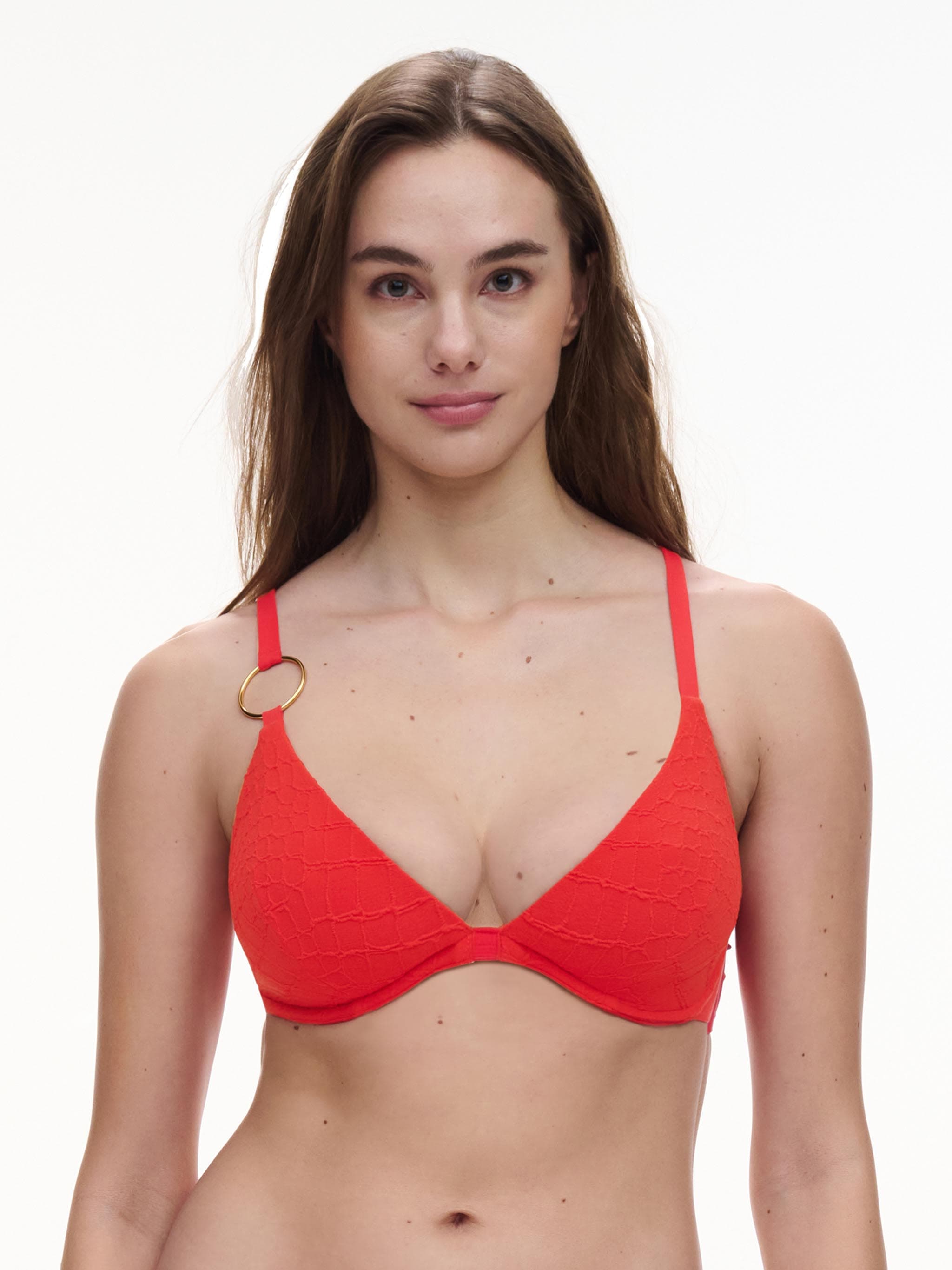 Haut de maillot de bain décolleté plongeant - Rouge amazon