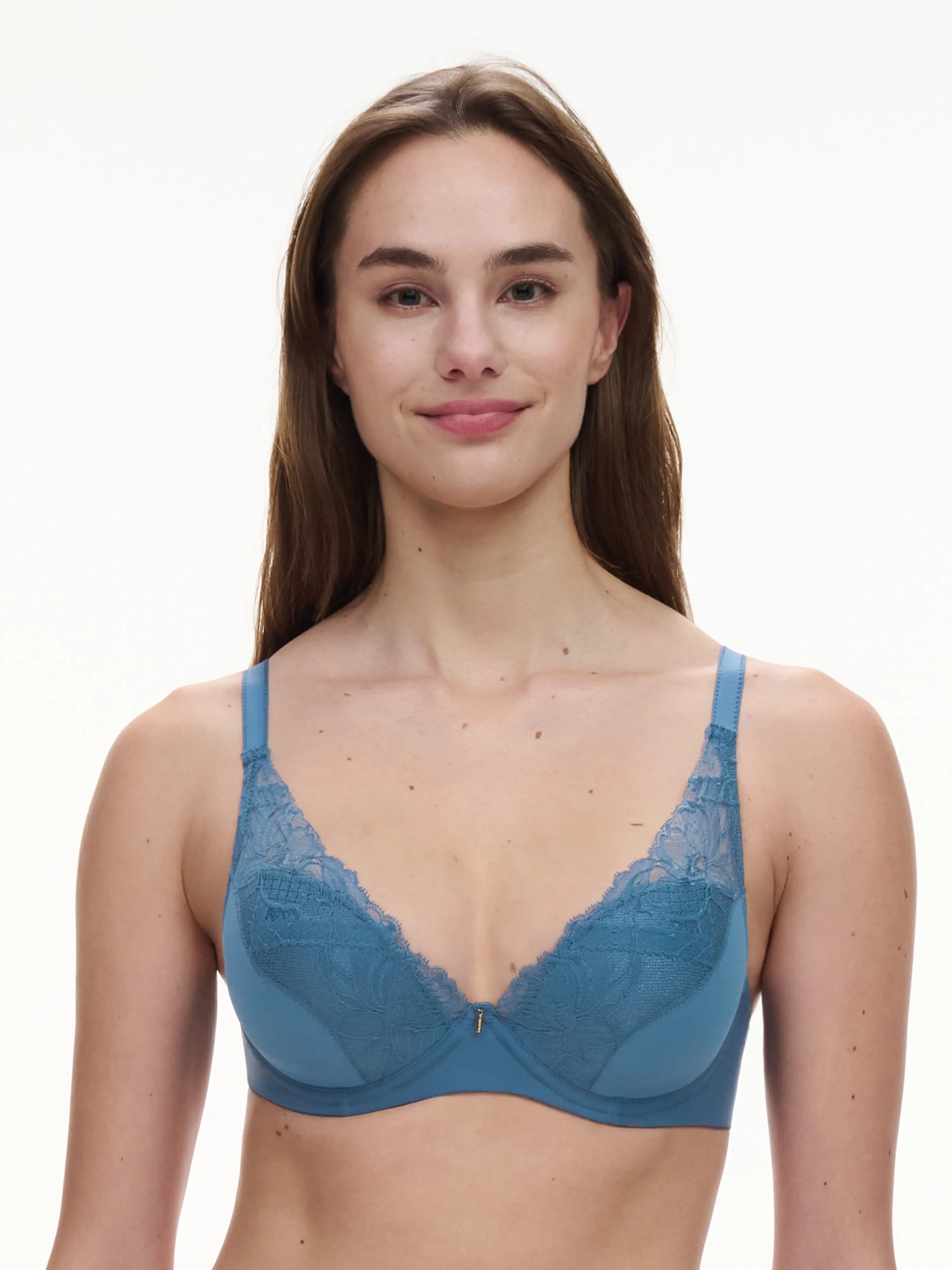 Soutien-gorge coques plongeant - Bleu jeans