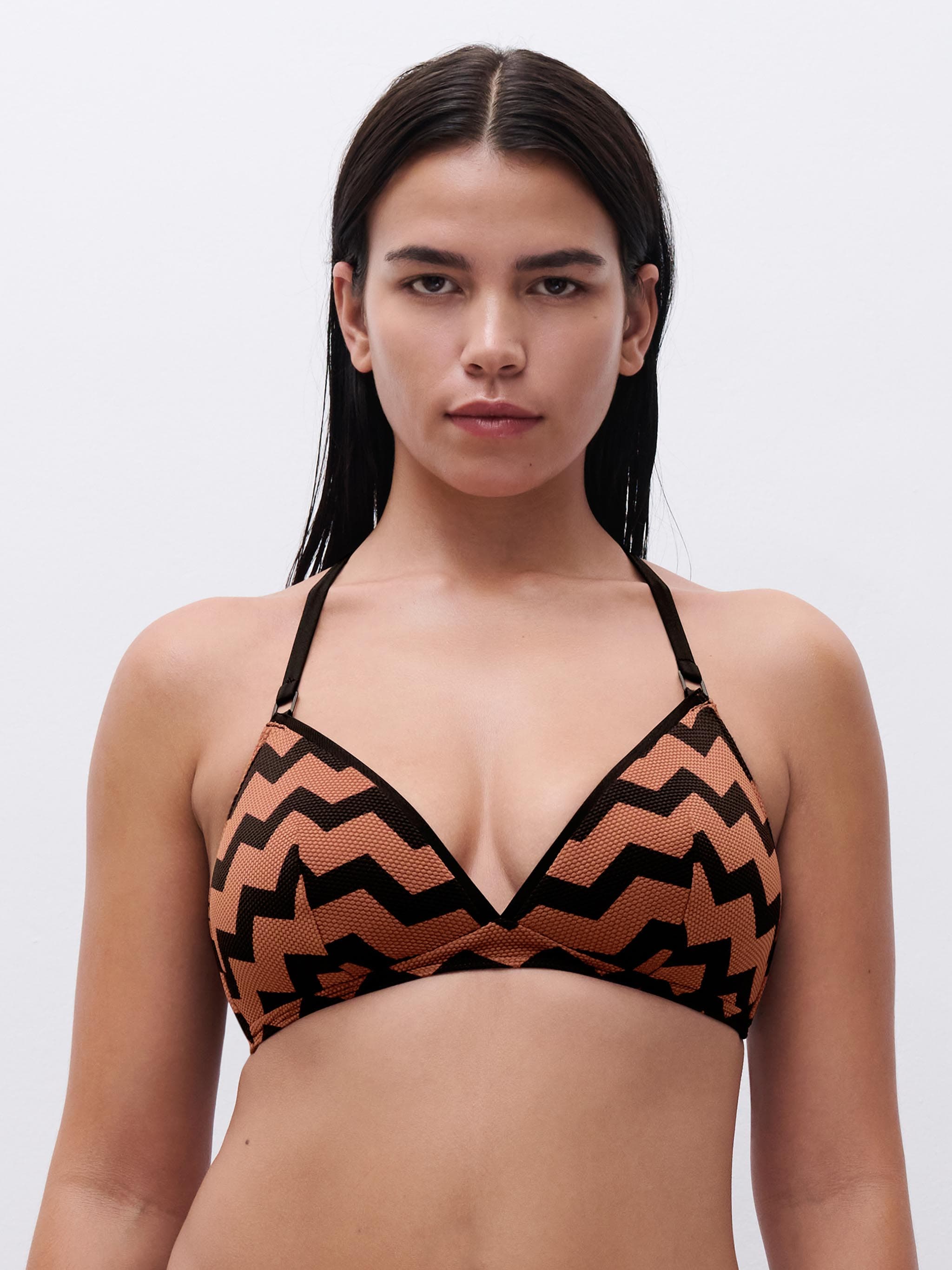 Haut de maillot de bain sans armature triangle coques spacer bretelles multipositions - Terre hypnotique