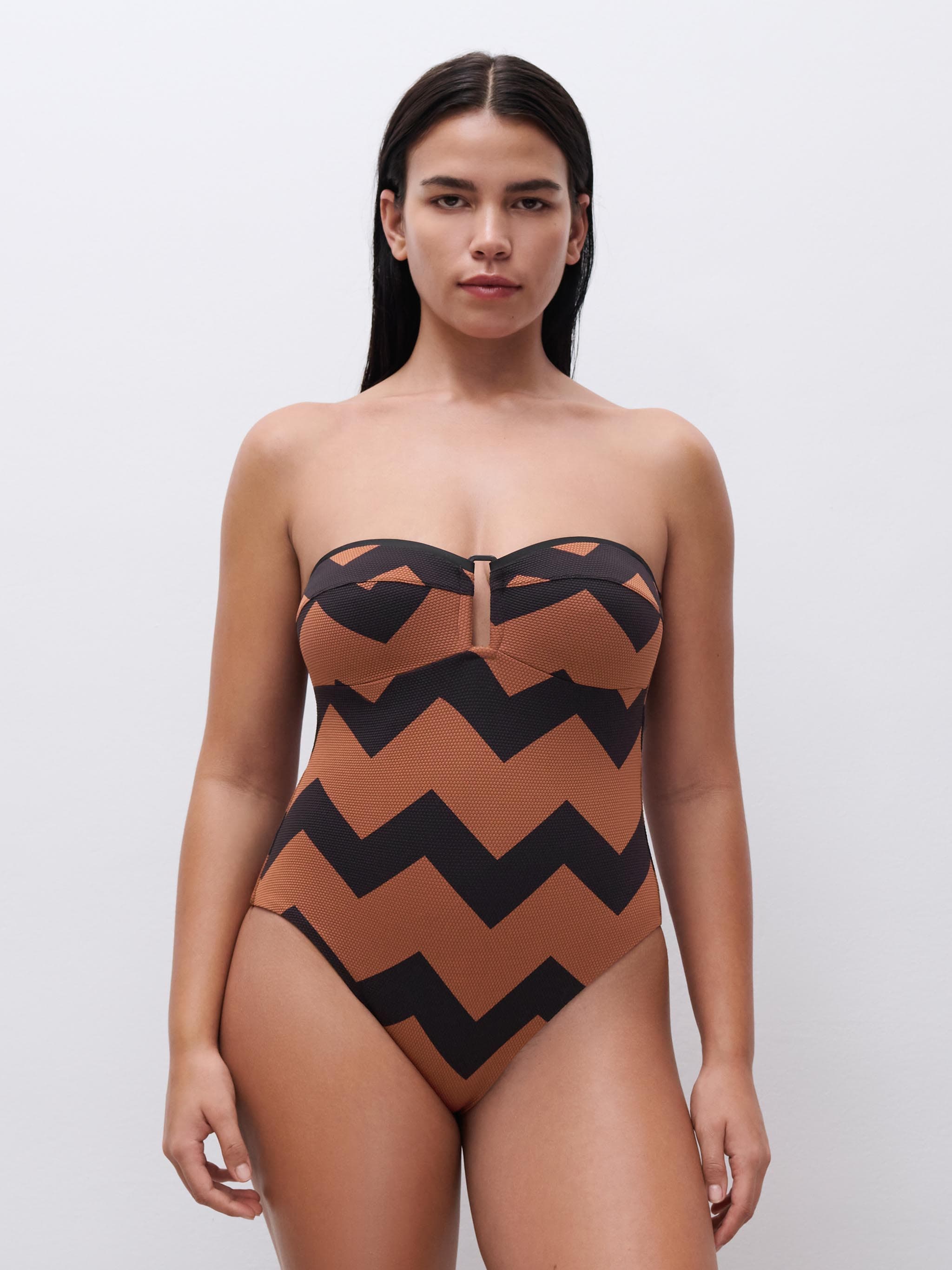 Maillot de bain 1 pièce sans armature bandeau coque spacer - Terre hypnotique
