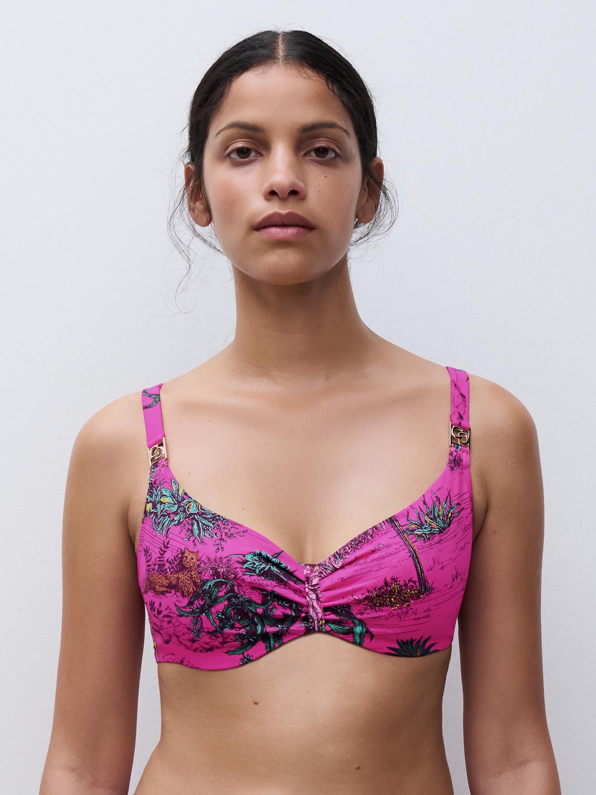 Haut de maillot de bain armatures emboîtant - Jungle rose