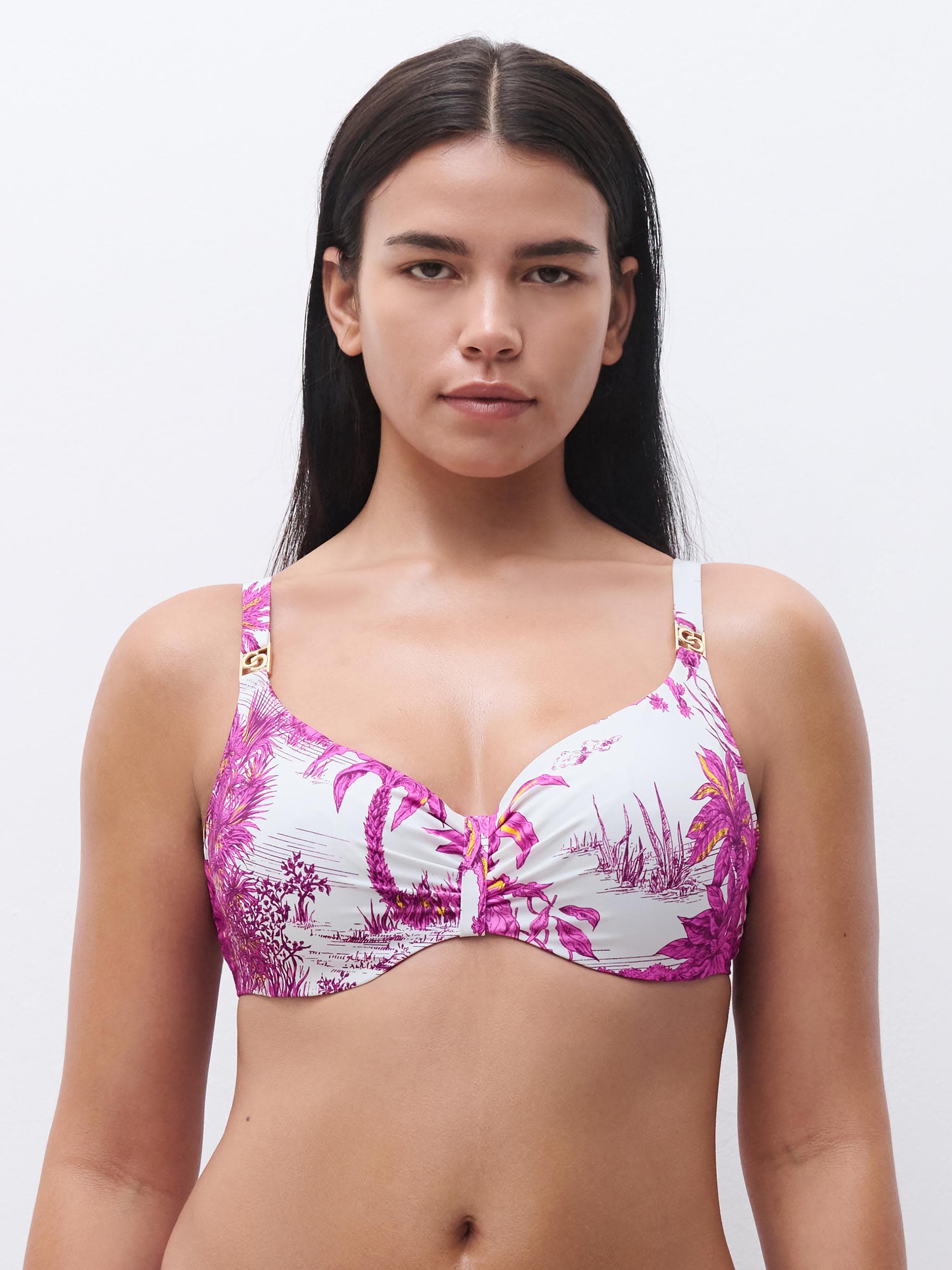 Haut de maillot de bain armatures emboîtant - Jungle blanche
