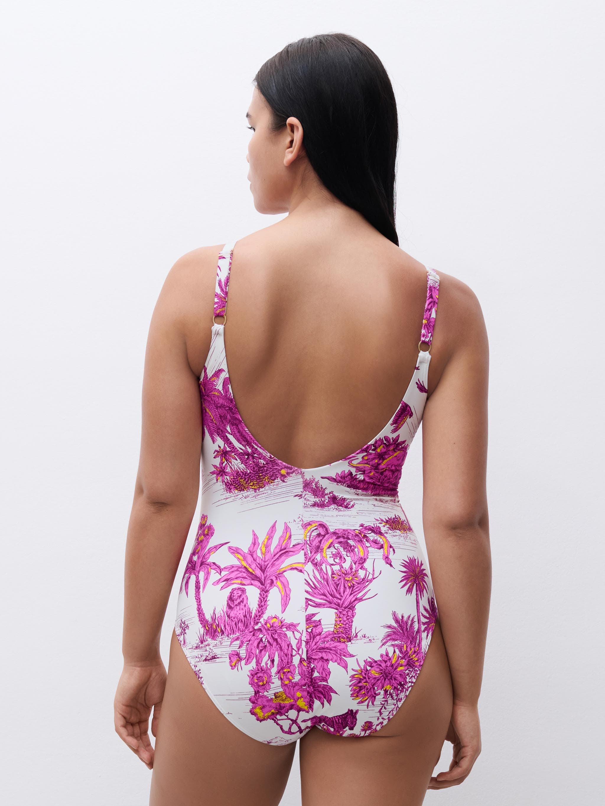 Maillot de bain 1 pièce emboîtant - Jungle blanche