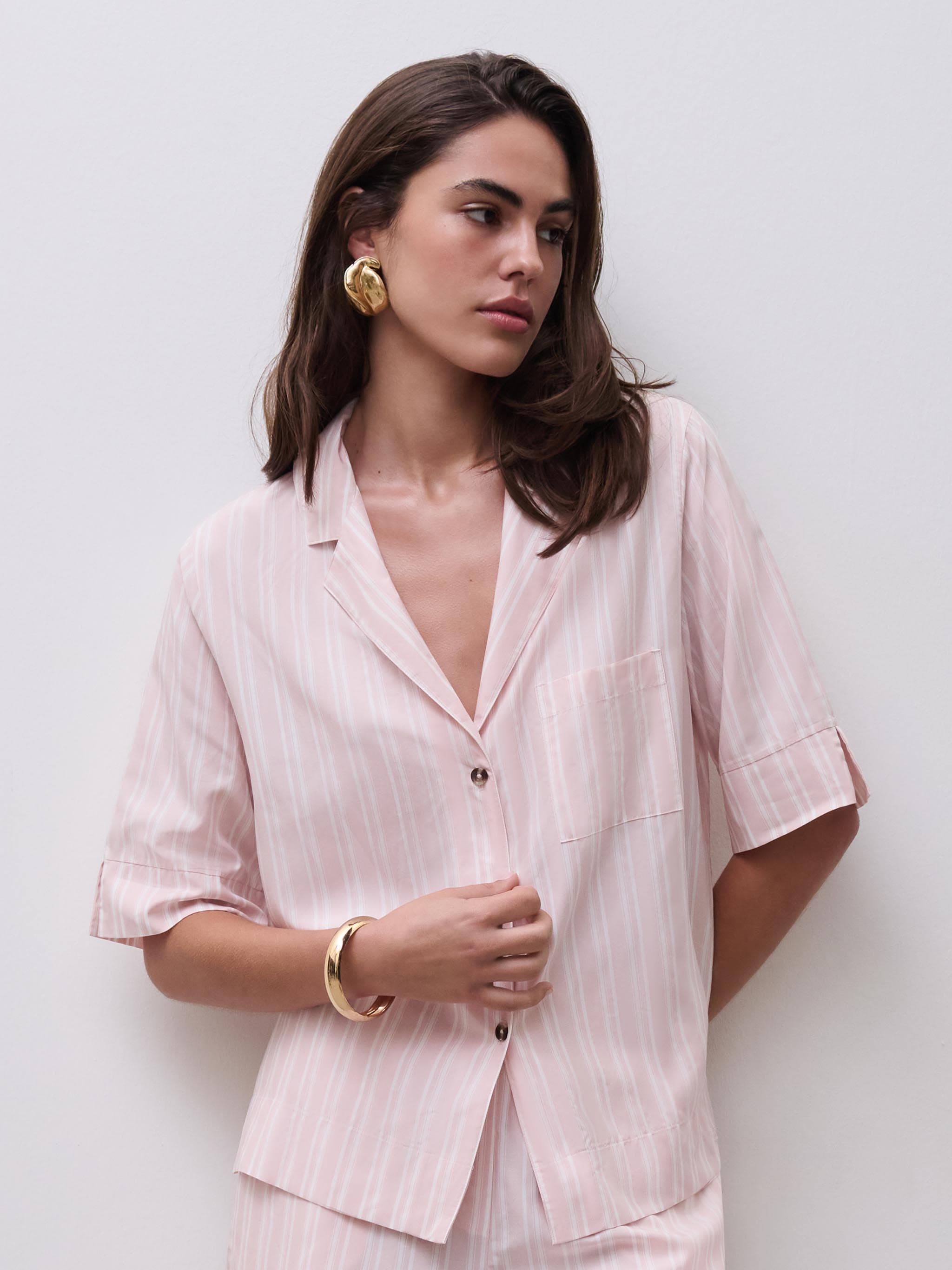 Chemise manches courtes - Jacquard Pink