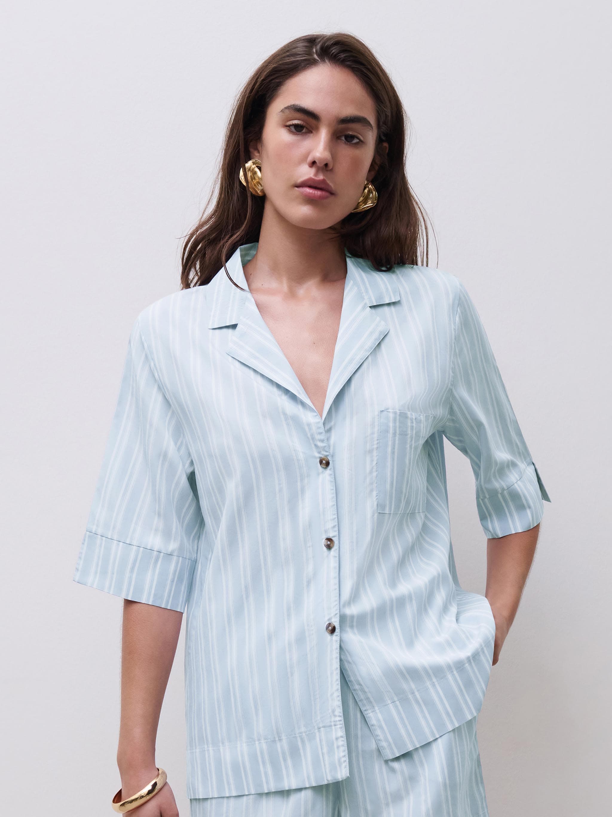 Chemise manches courtes - Jacquard Blue