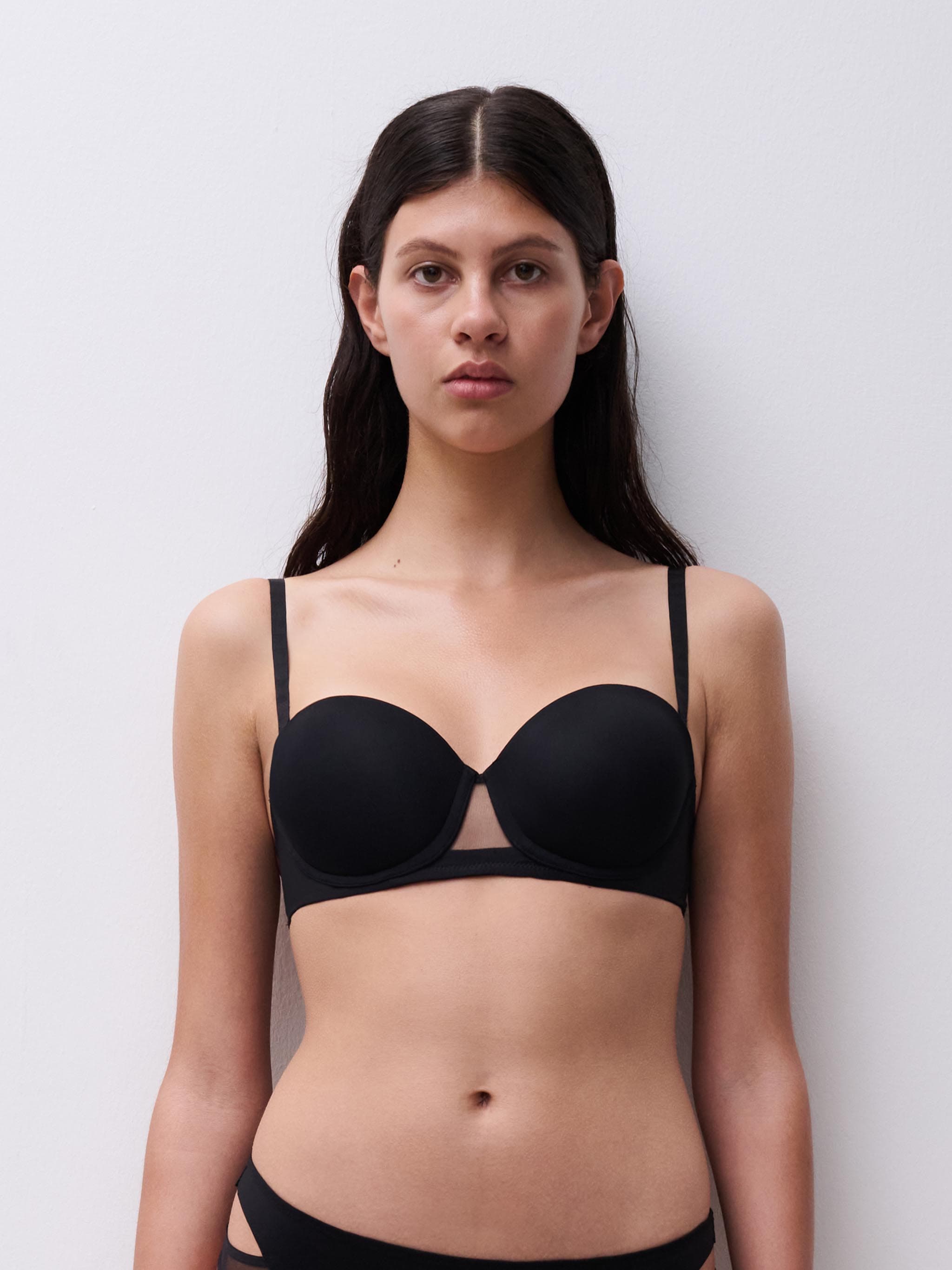 Soutien-gorge bandeau coques bretelles amovibles - Noir