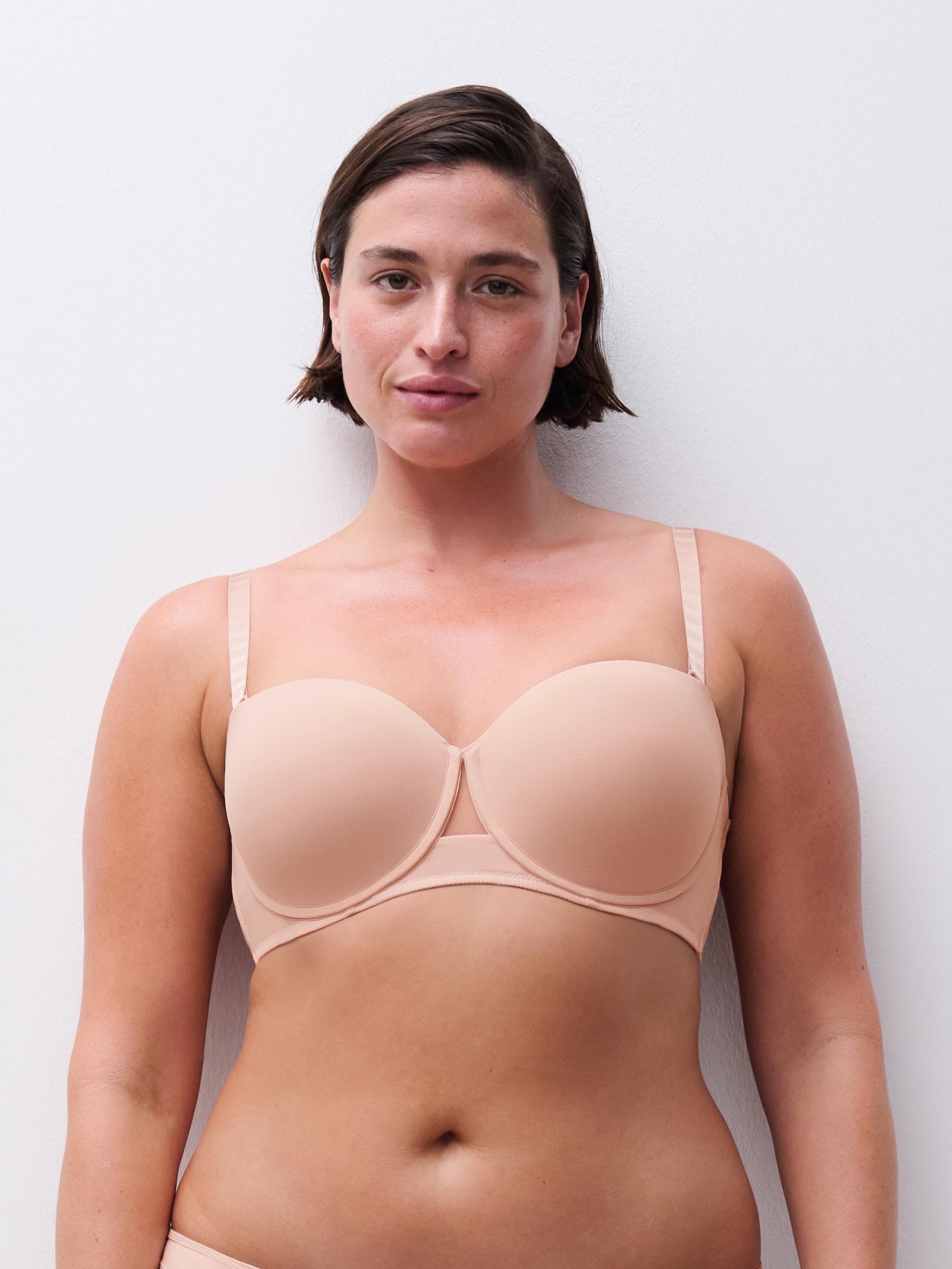 Soutien-gorge bandeau coques bretelles amovibles - Rose dragée