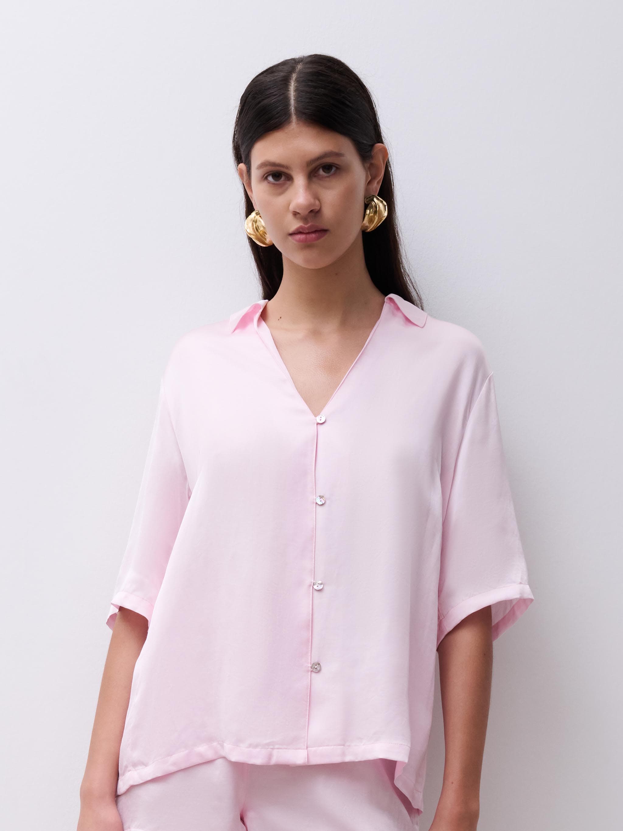 Chemise manches courtes - Rose nymphea