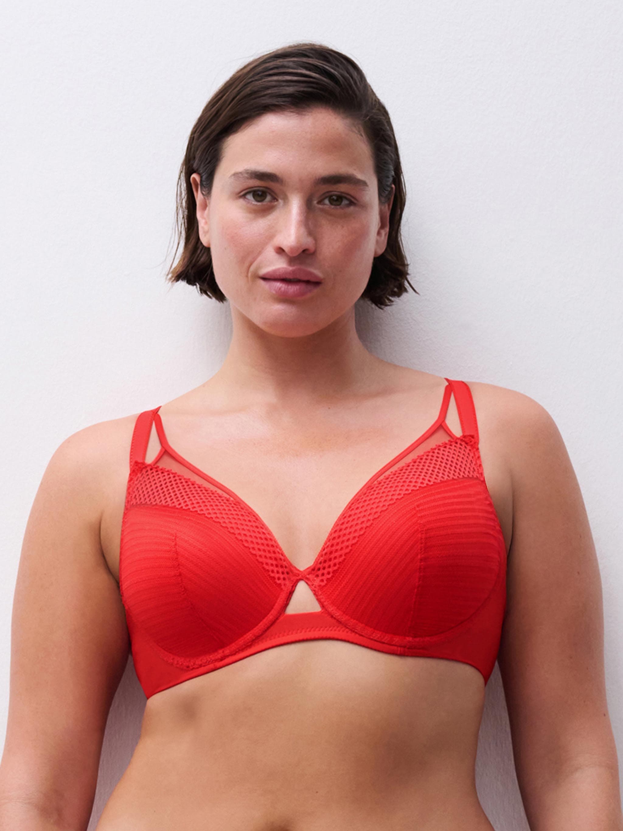 Soutien-gorge coques plongeant - Rouge cocktail