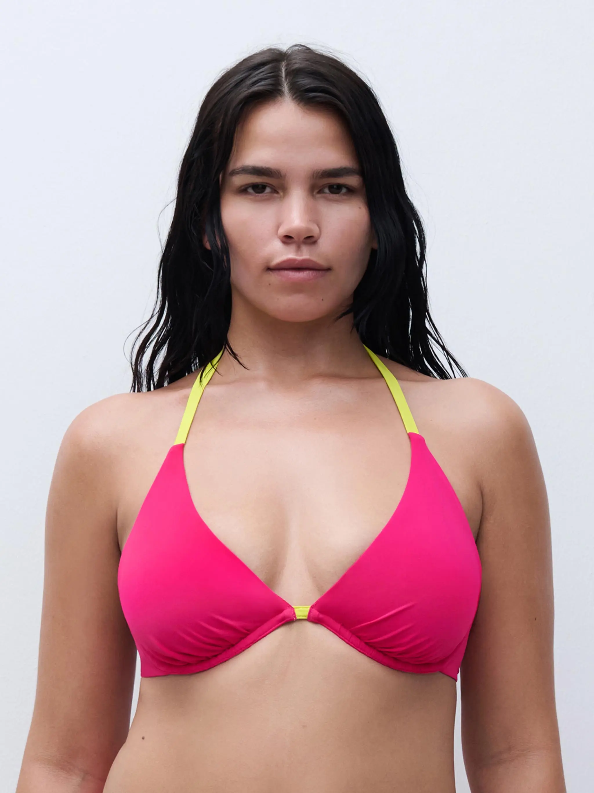 Haut de maillot de bain décolleté plongeant - Rose Framboise
