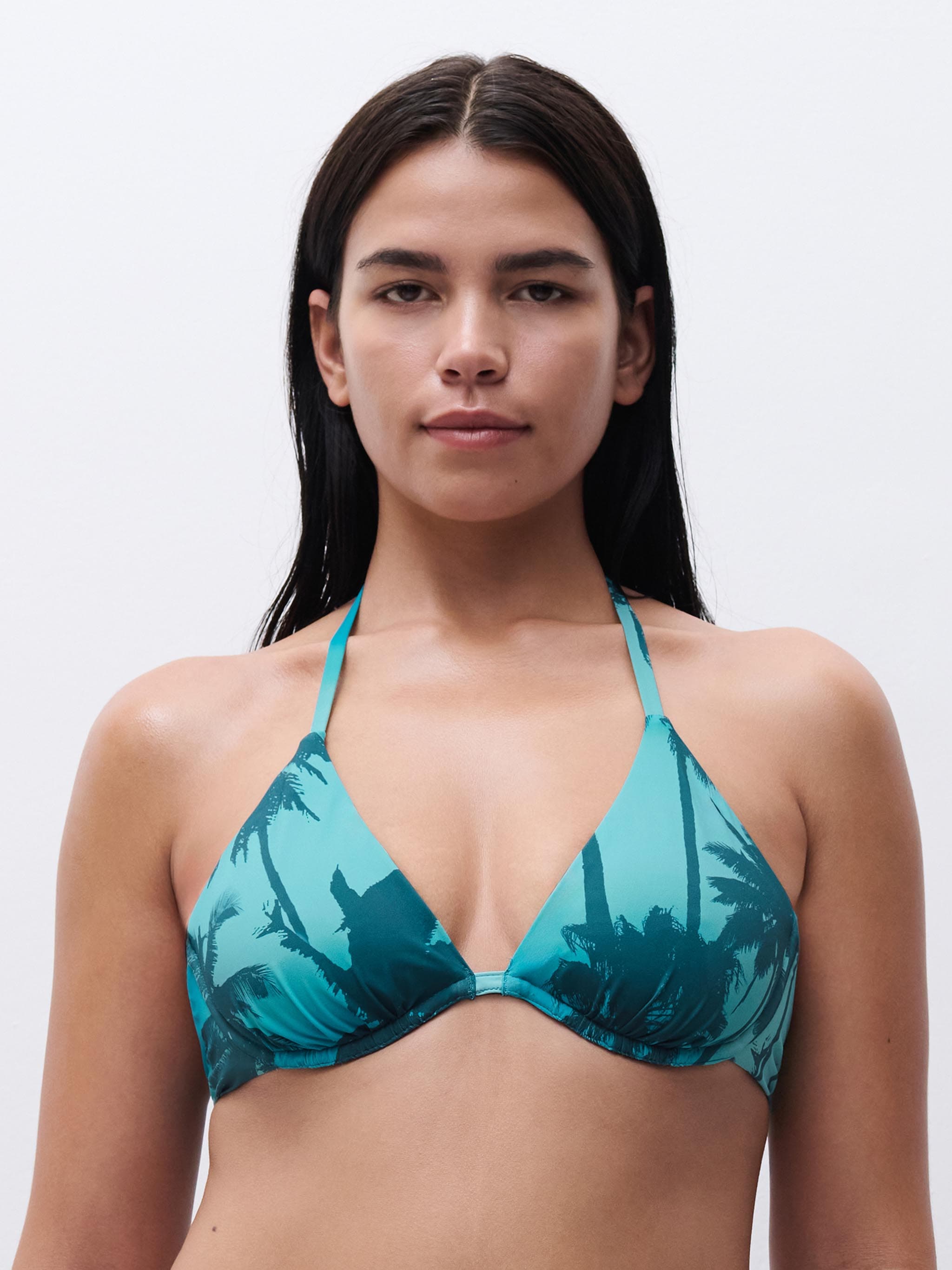 Haut de maillot de bain décolleté plongeant - Imprimé Palmier Malibu